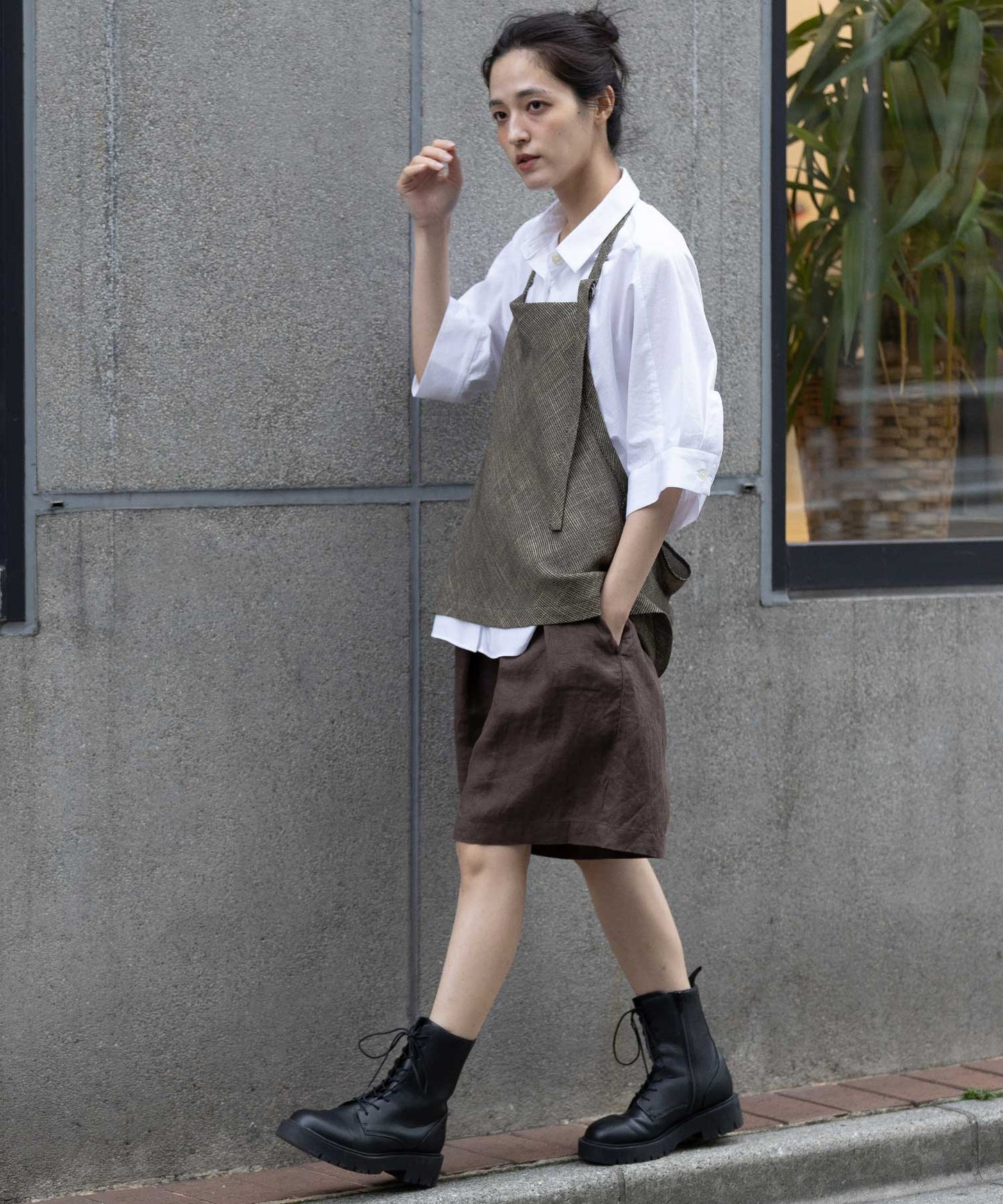 【吸水・速乾性】ポリエステルレーヨンカラミ織りジレ