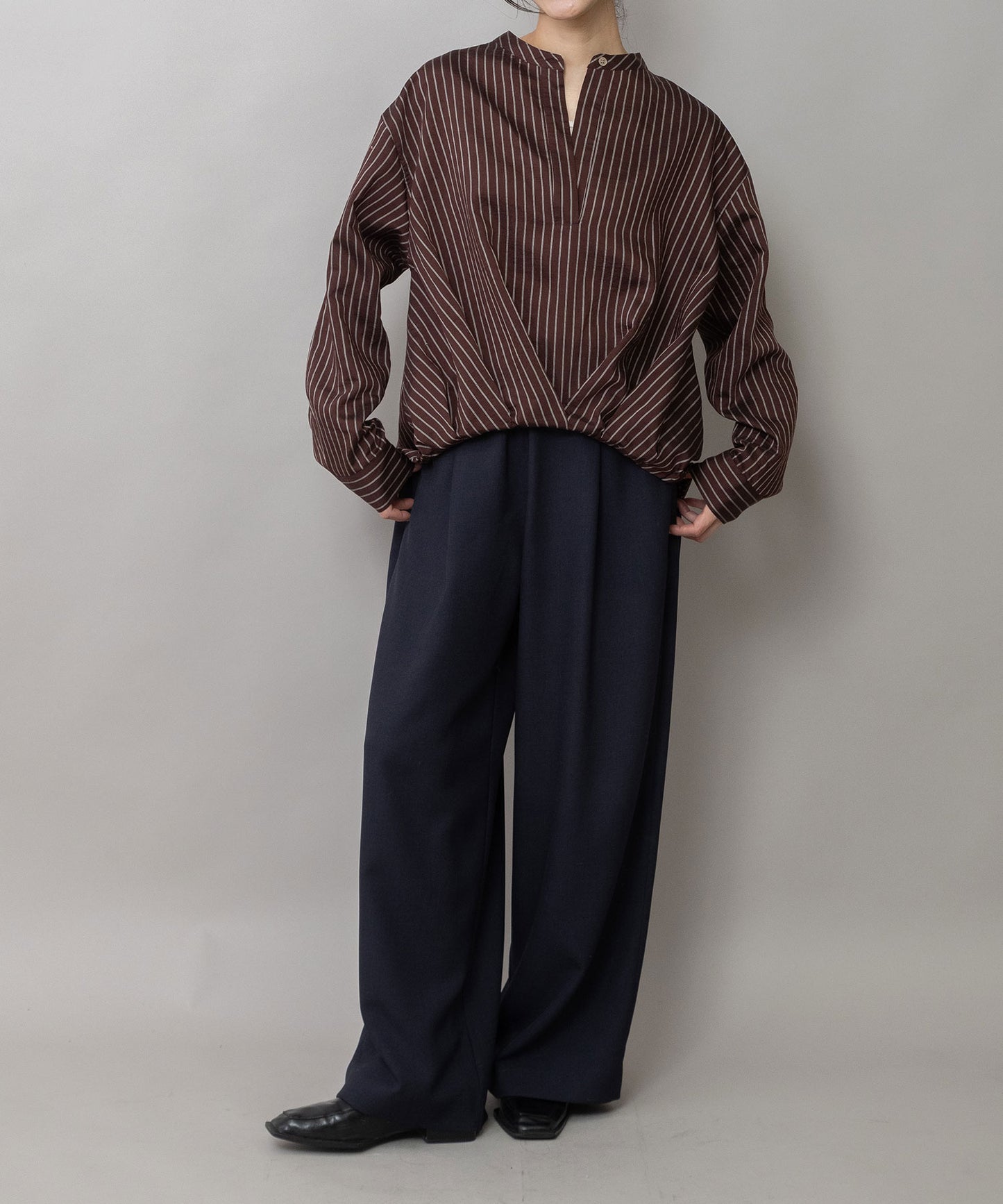 【防シワ性】ドライメランジドビー ワイドパンツ