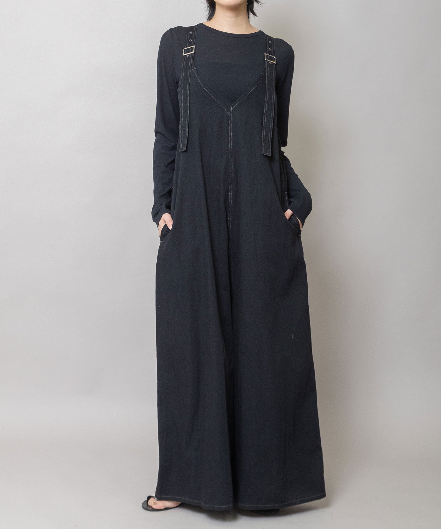 定番】6.5ozスラブデニムフレアサロペット – Munich web shop