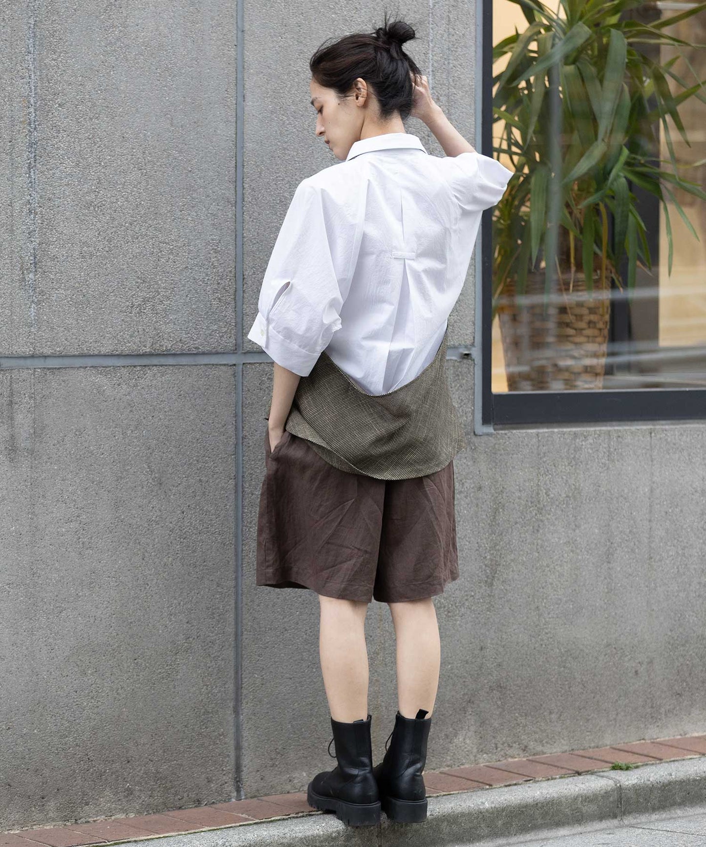 【吸水性】【発散性】40sフレンチリネンワイドハーフパンツ
