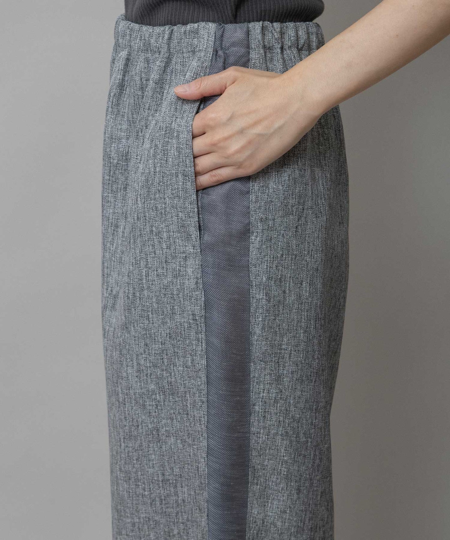 【ウォッシャブル】【防シワ】ツイード調ツイル×メッシュサイドストライプパンツ