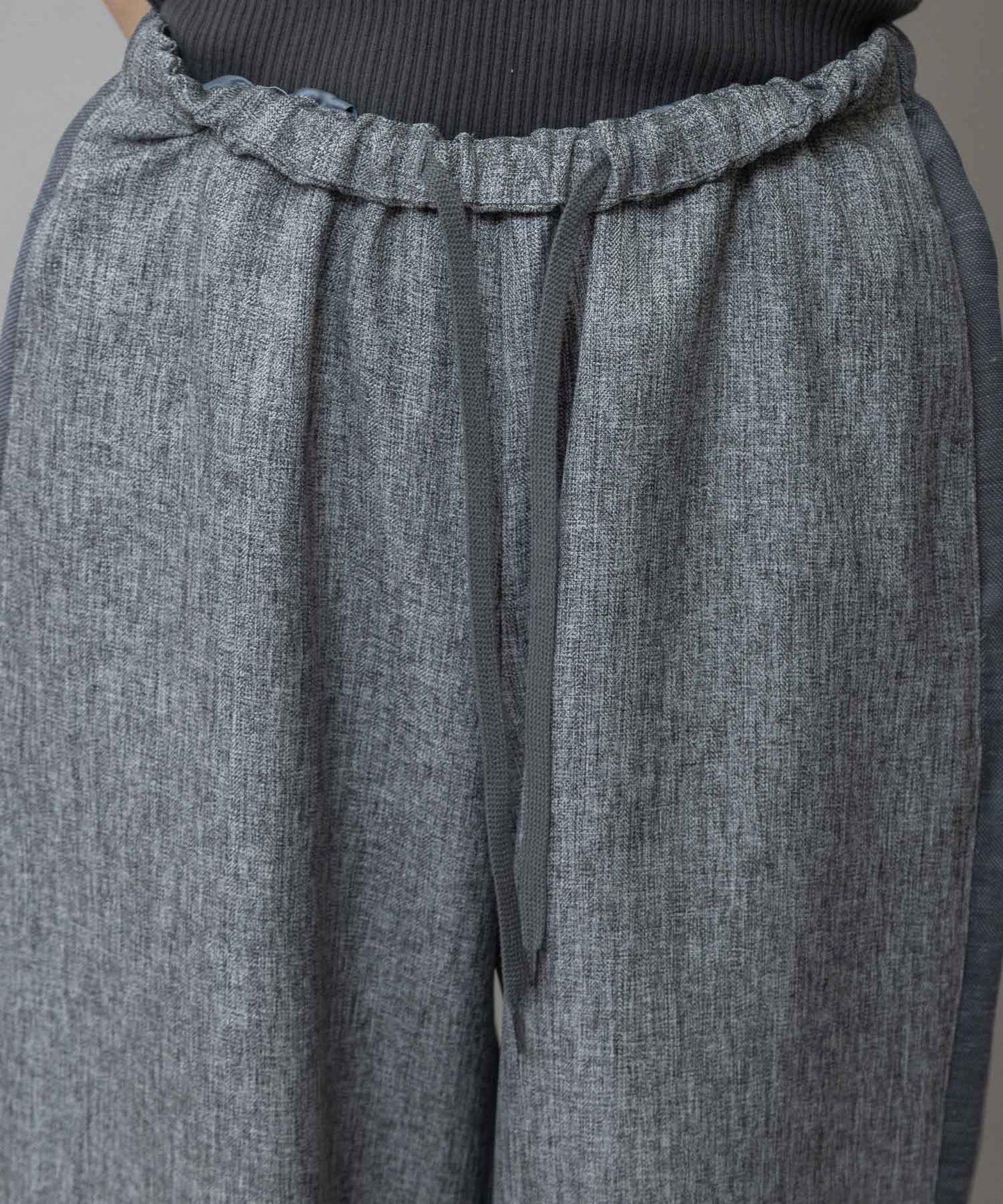 【ウォッシャブル】【防シワ】ツイード調ツイル×メッシュサイドストライプパンツ