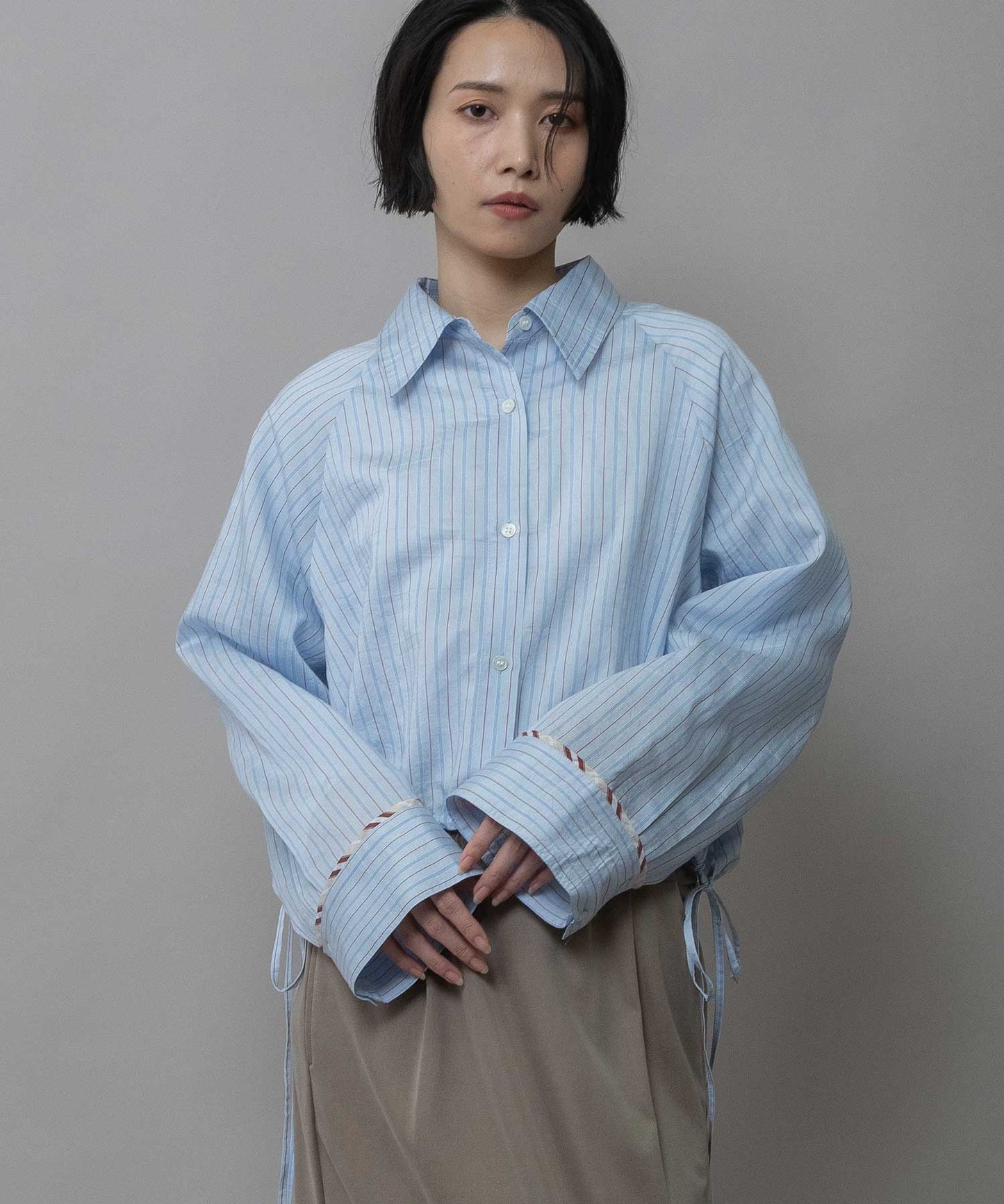 【Turkey】ストライプクロップドシャツ