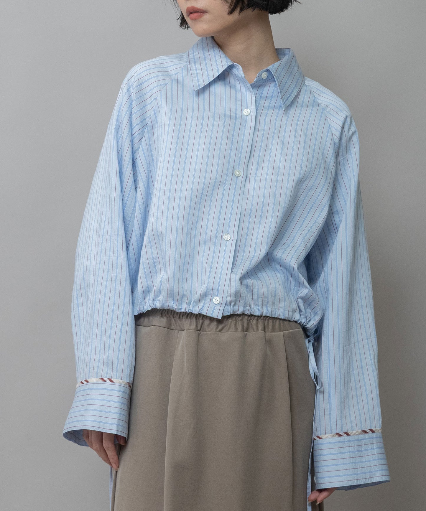 【Turkey】ストライプクロップドシャツ