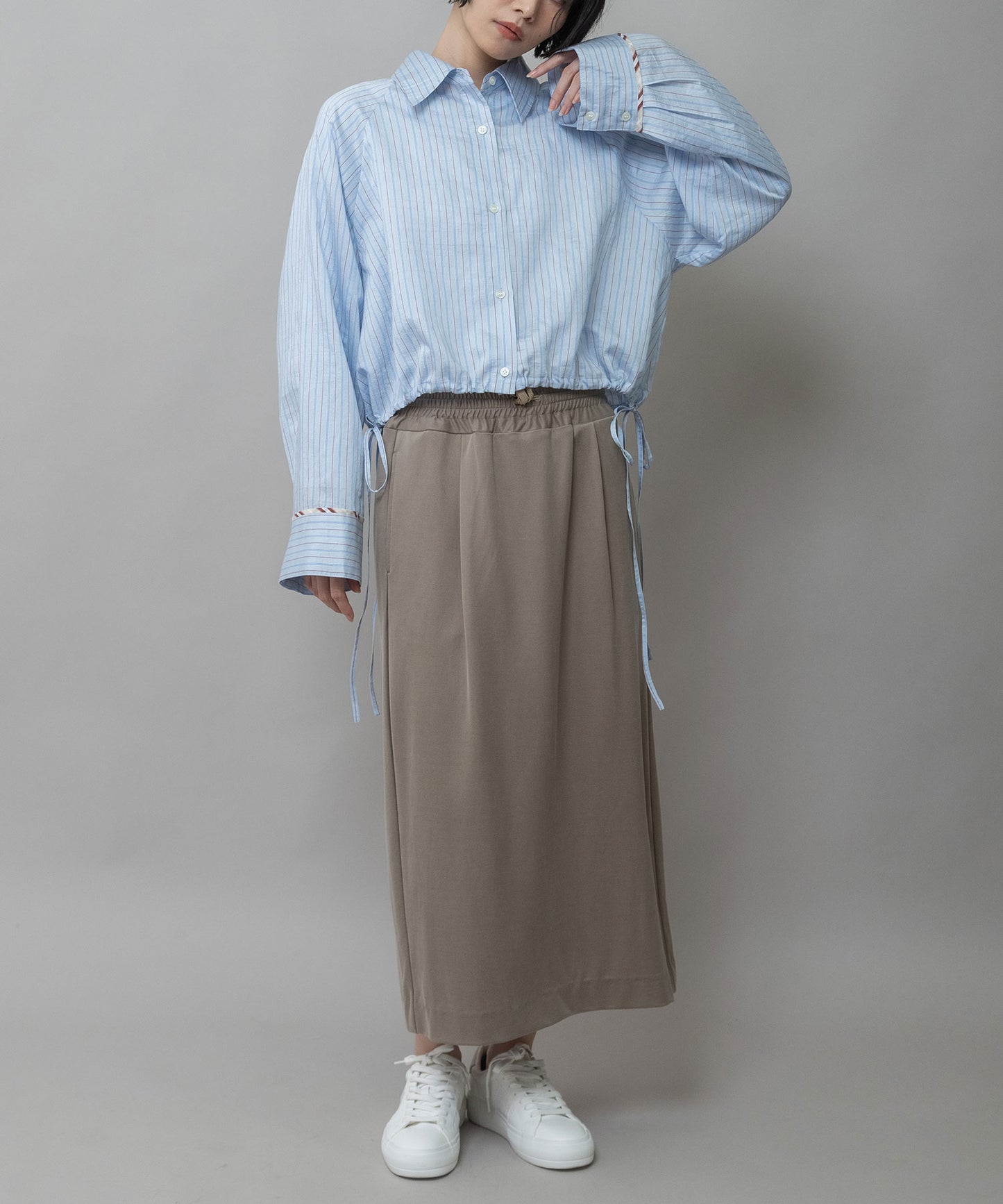 【Turkey】ストライプクロップドシャツ