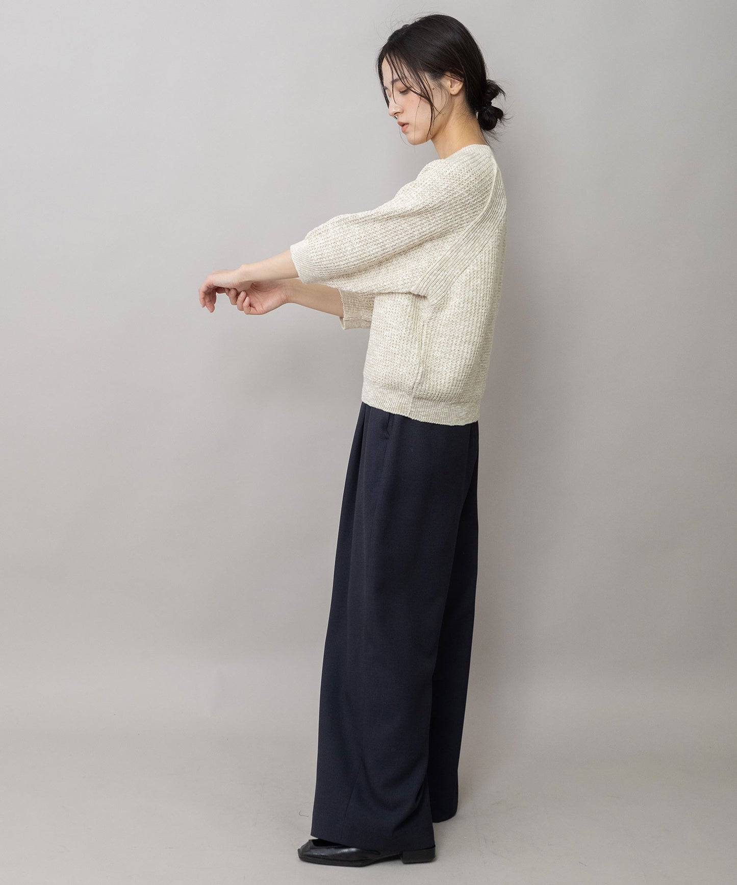 【防シワ性】ドライメランジドビー ワイドパンツ