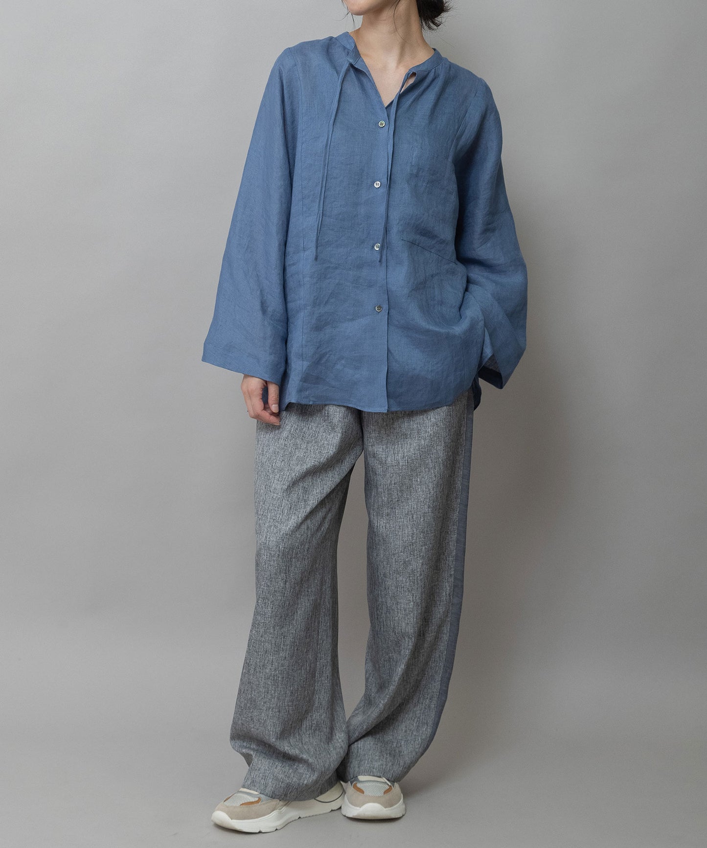 60sフレンチリネンキャンバスルーズシャツ