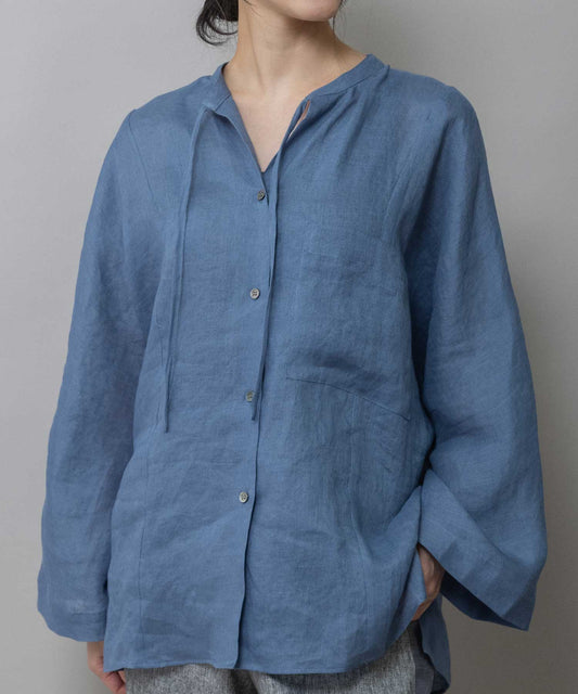 60sフレンチリネンキャンバスルーズシャツ