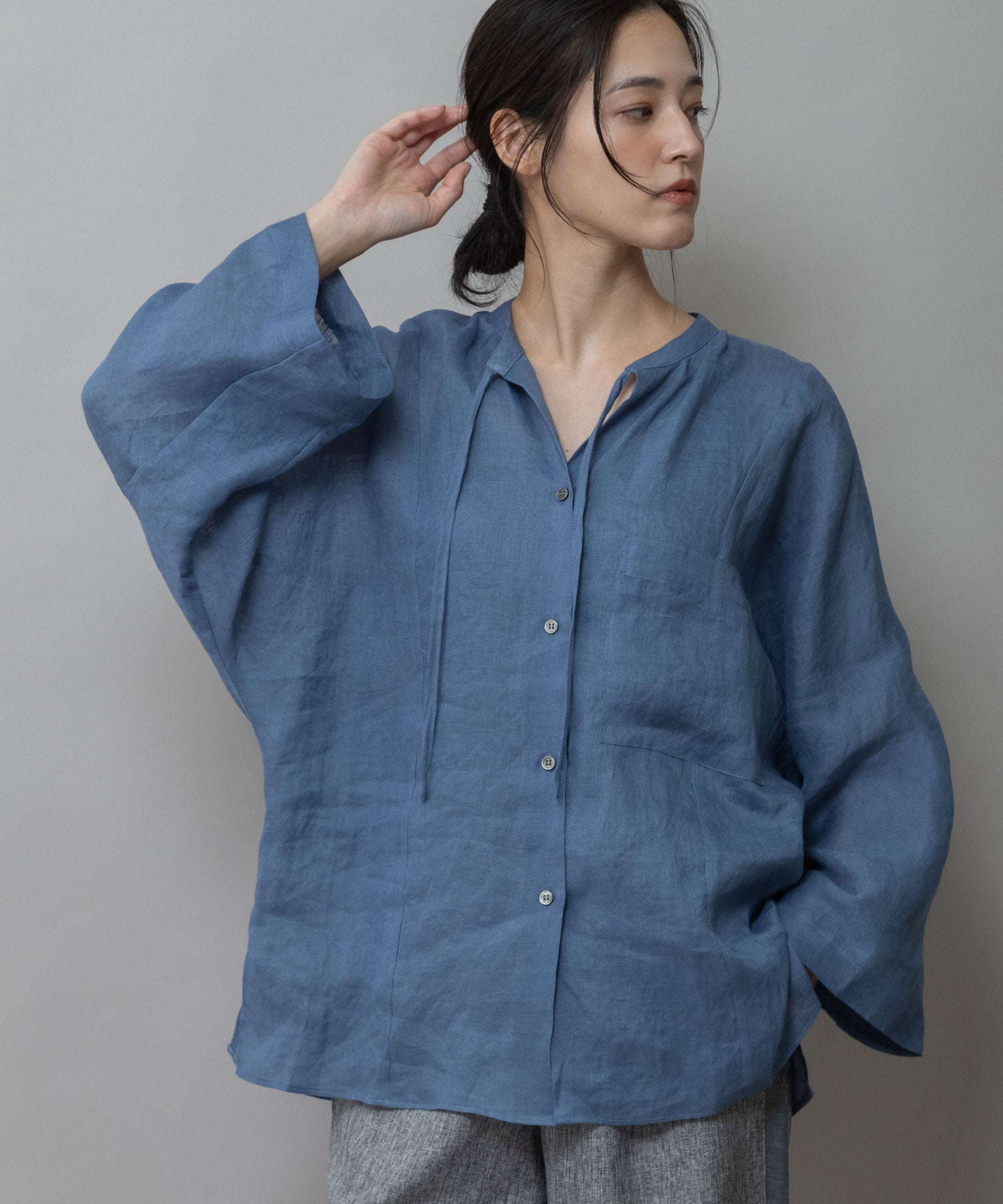 60sフレンチリネンキャンバスルーズシャツ – Munich web shop