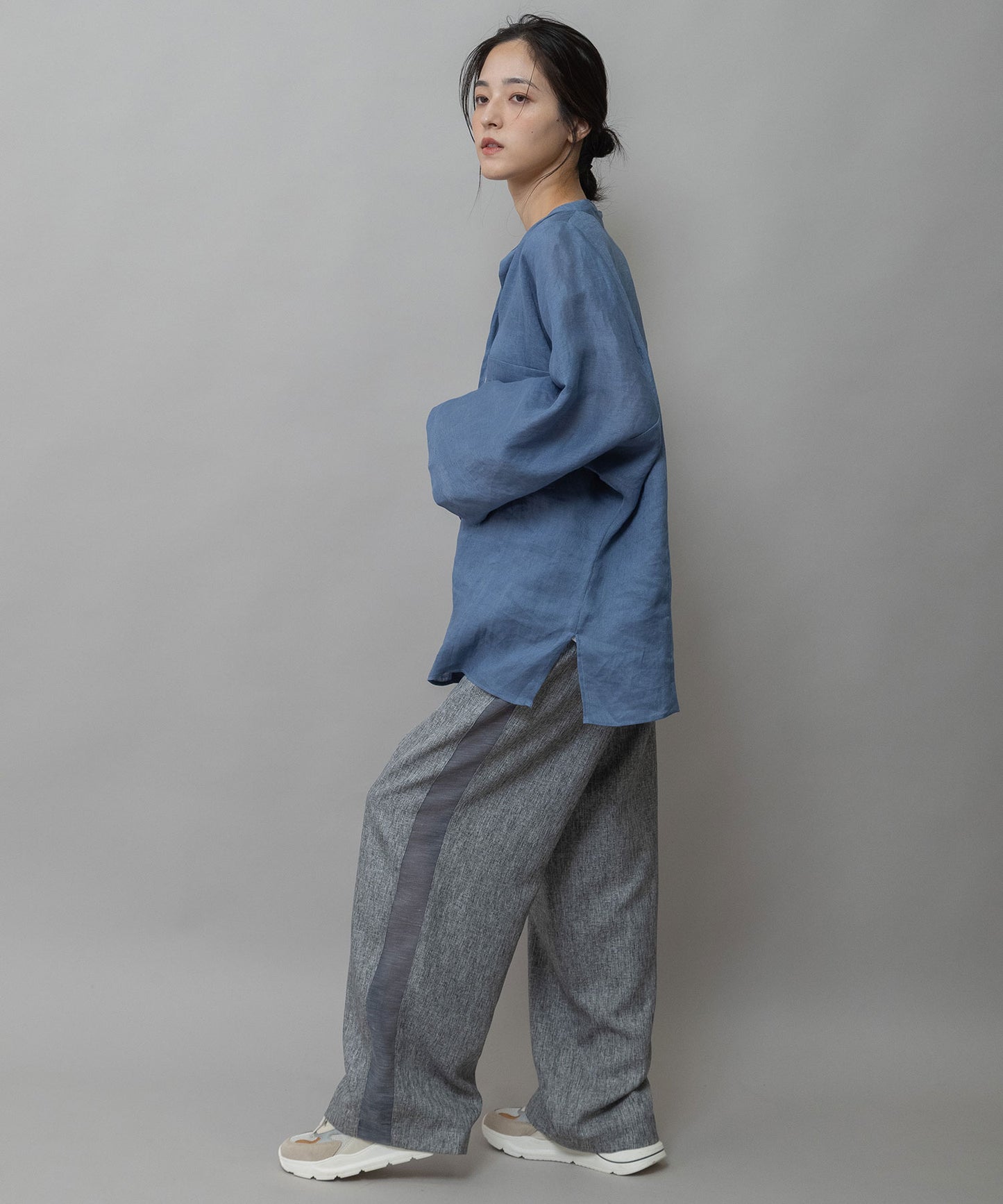 60sフレンチリネンキャンバスルーズシャツ