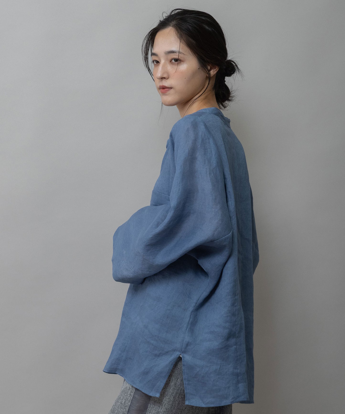 60sフレンチリネンキャンバスルーズシャツ