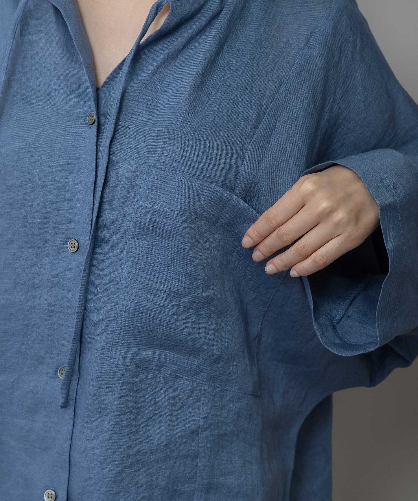 60sフレンチリネンキャンバスルーズシャツ