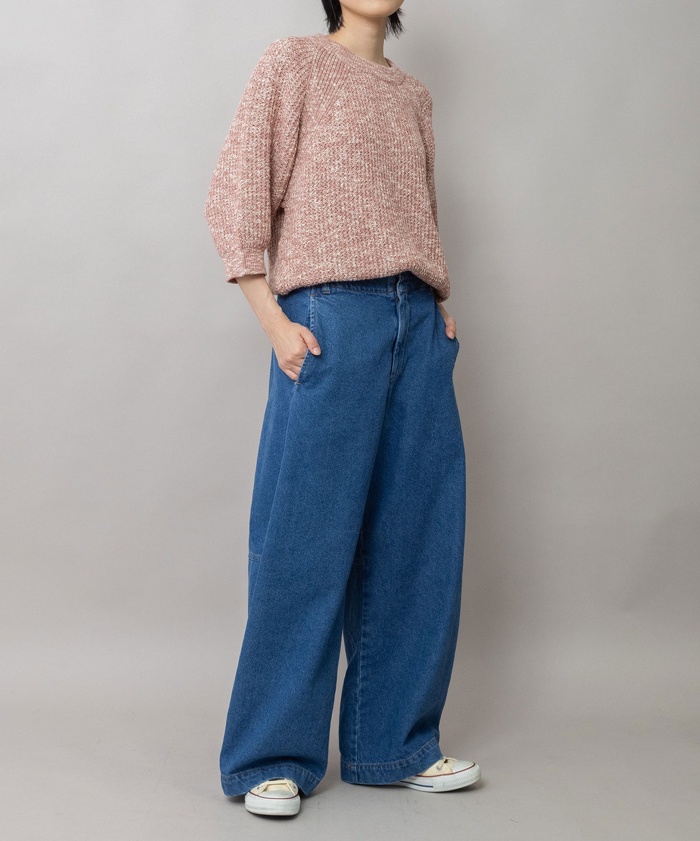 11ozオープンエンドデニム バレルパンツ
