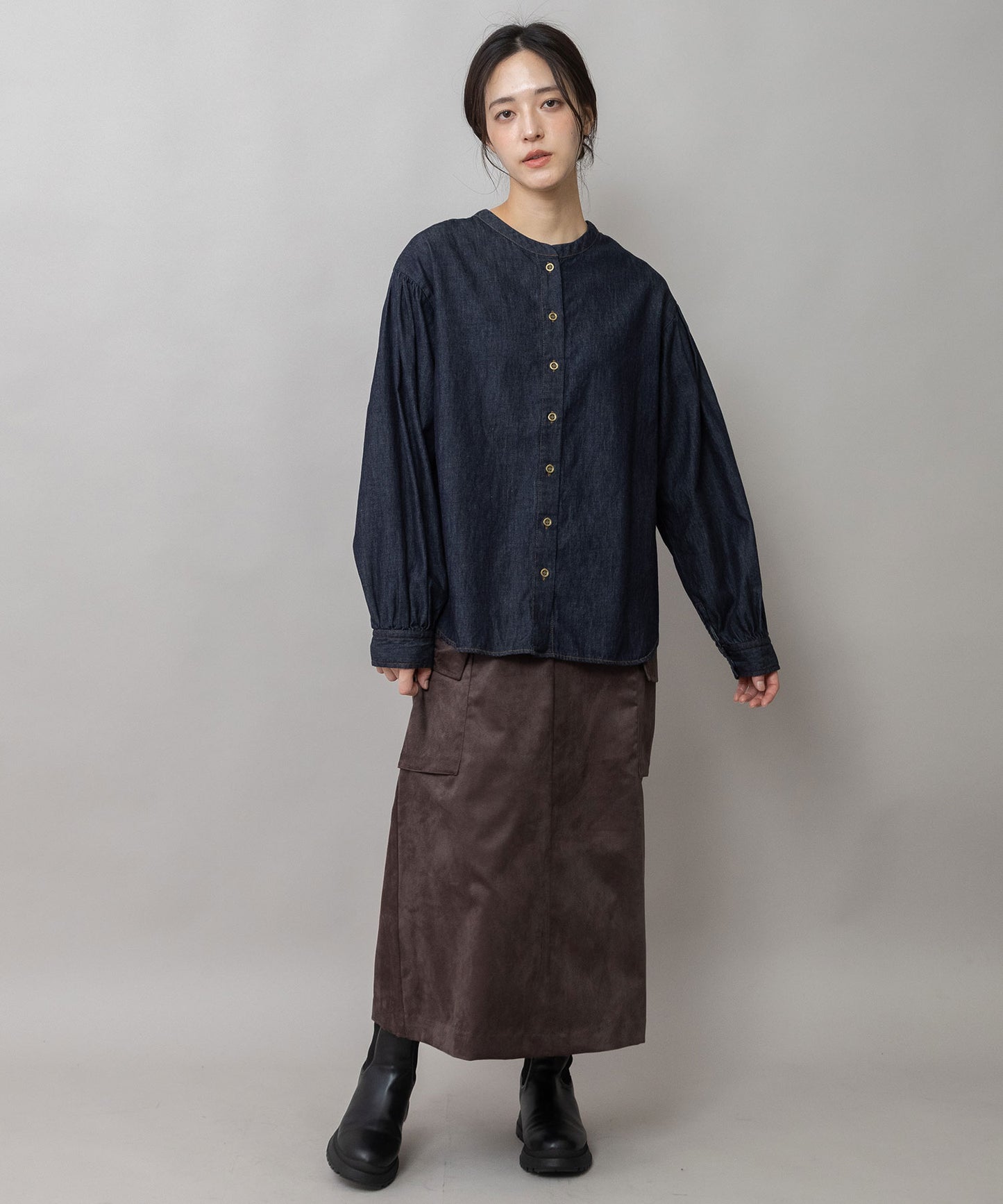 5.5ozデニム 2wayブラウス