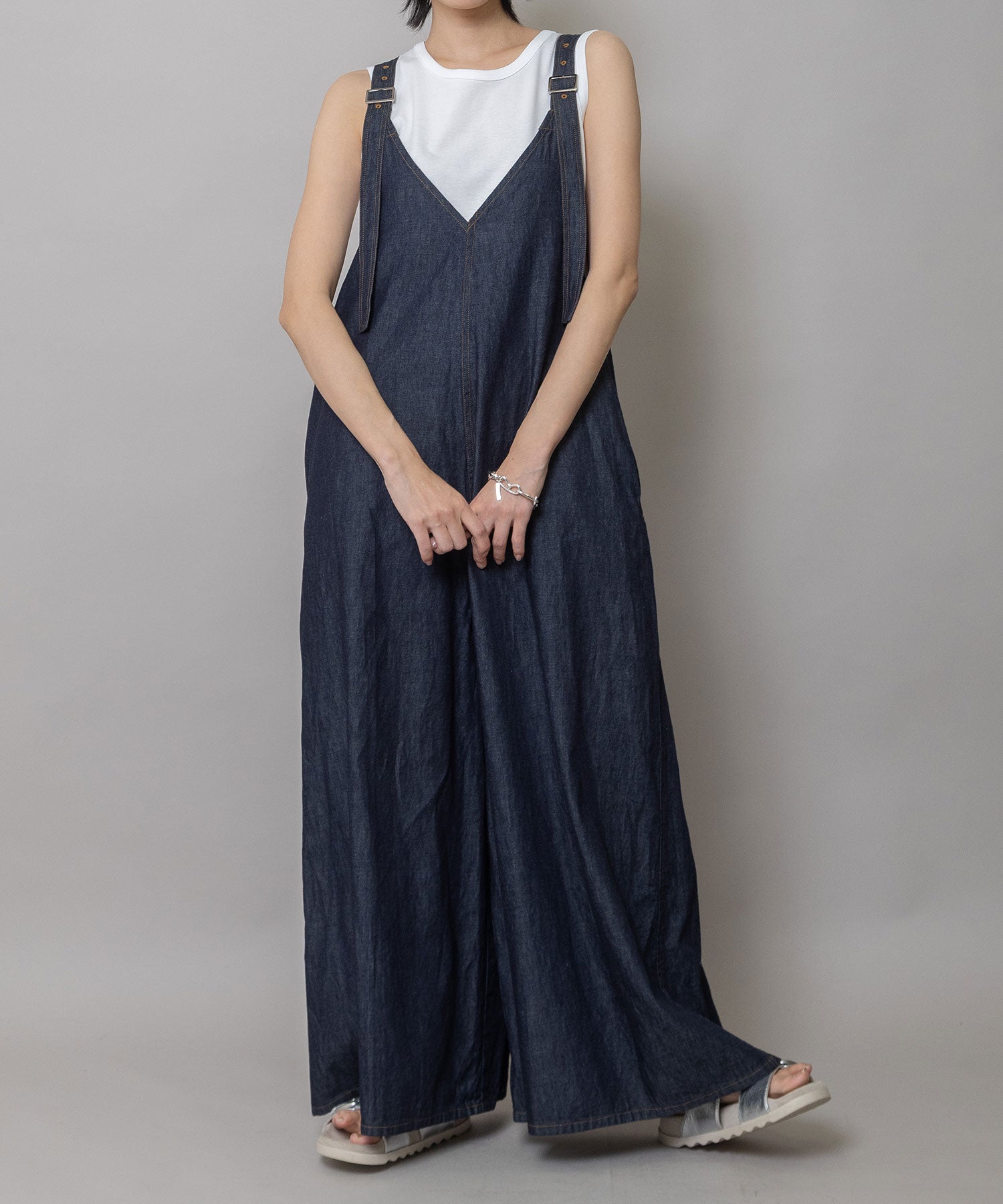定番】6.5ozスラブデニムフレアサロペット – Munich web shop