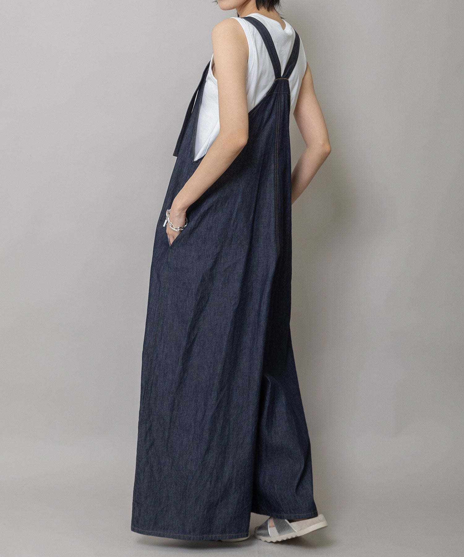 定番】6.5ozスラブデニムフレアサロペット – Munich web shop