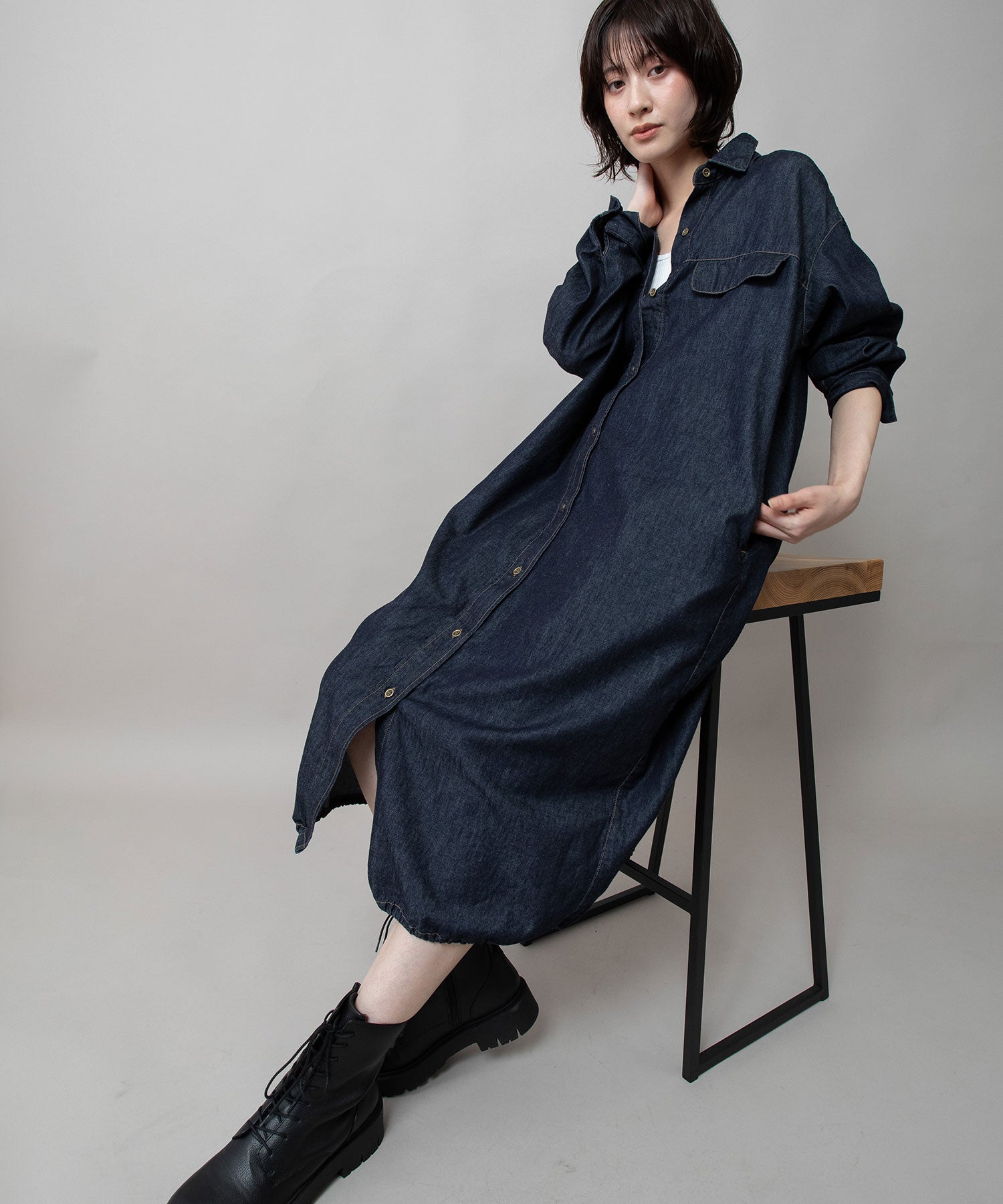 6ozスラブデニムシャツワンピース/ライトアウター – Munich web shop