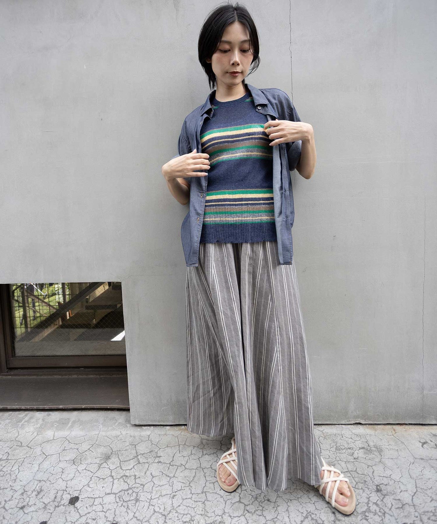 【速乾性】【通気性】2.25ozシアーデニムバックシャーリングカラーシャツ