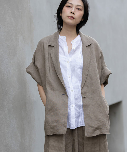 【吸水性】【発散性】40sフレンチリネンハーフスリーブジャケット