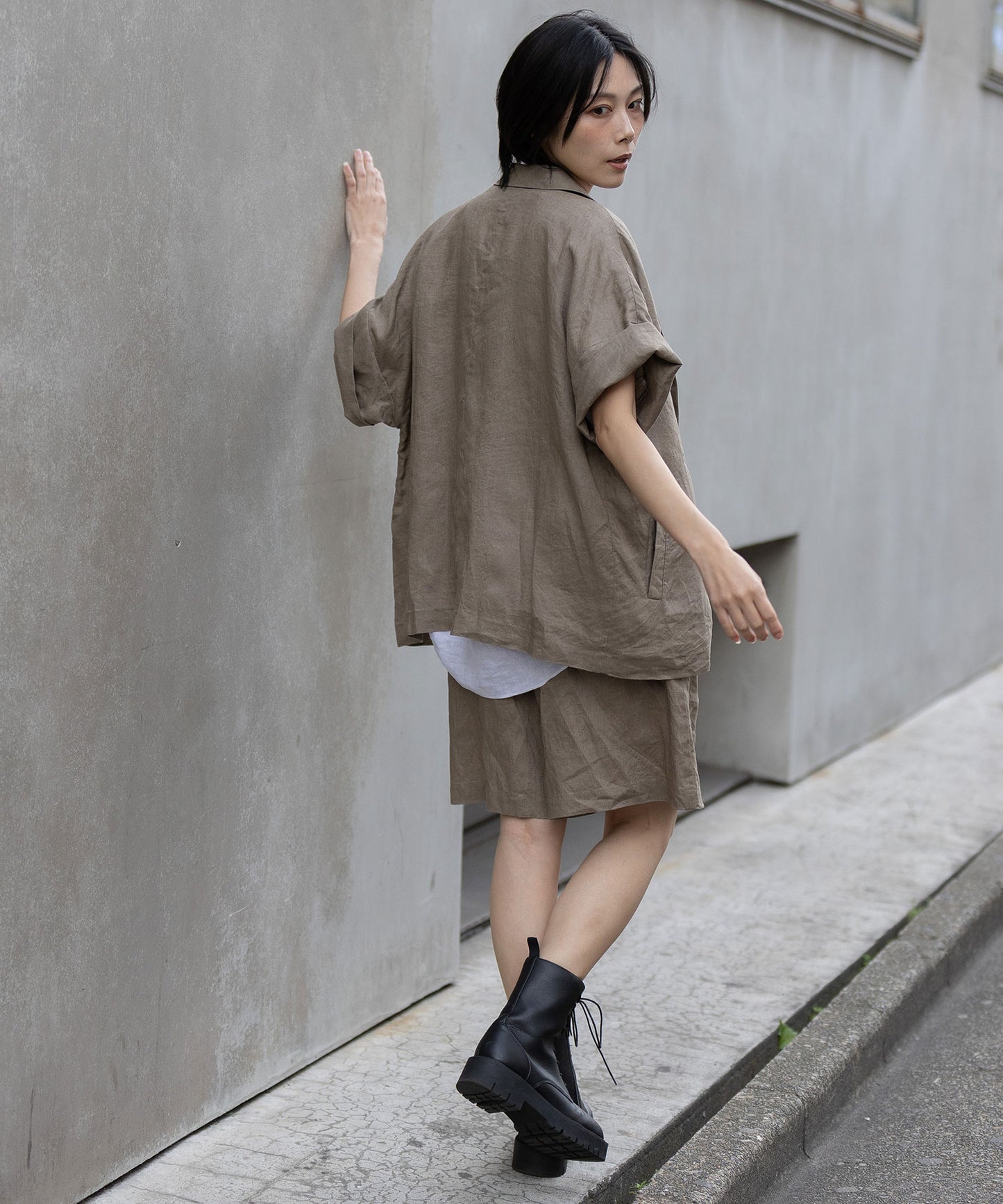 【吸水性】【発散性】40sフレンチリネンワイドハーフパンツ