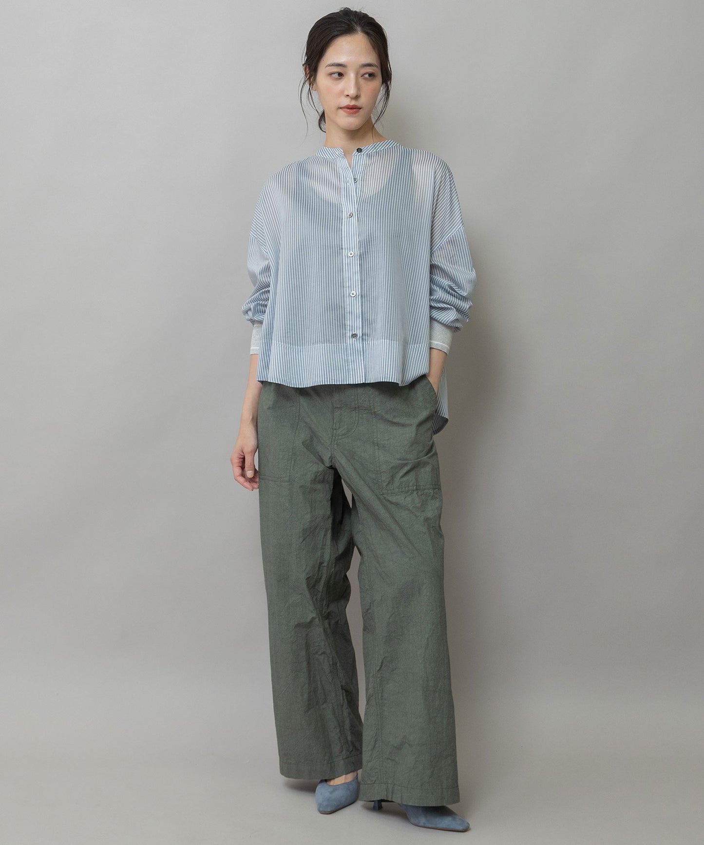 コットンリネンタイプライターベイカーパンツ