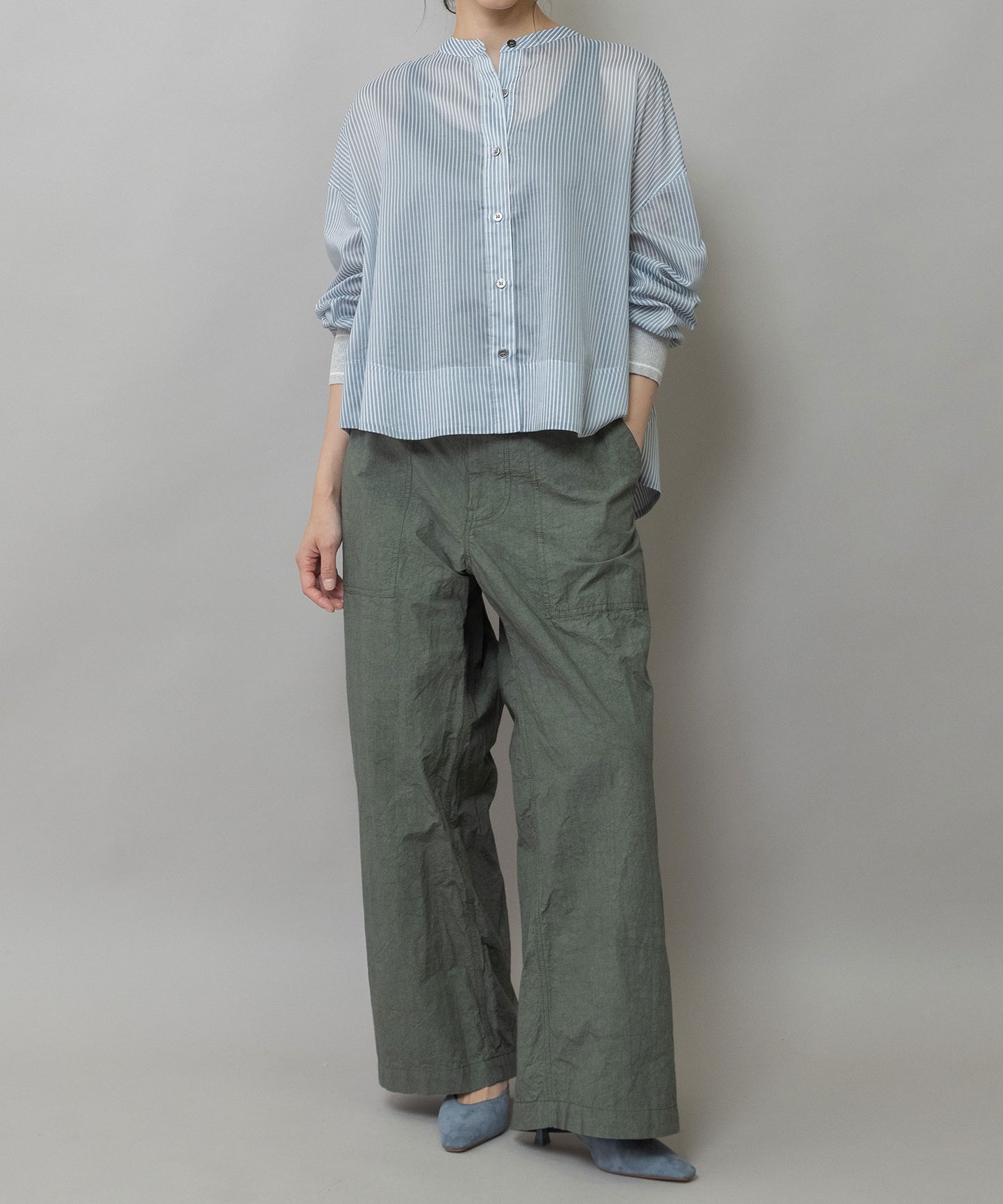 シアーボイル×ニットリブカフスシャツ