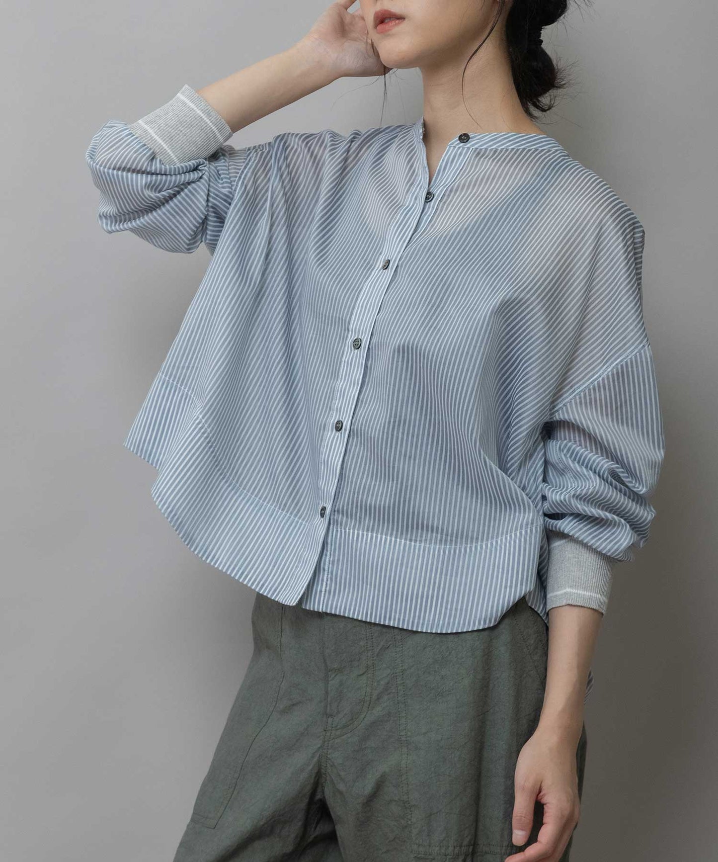 シアーボイル×ニットリブカフスシャツ