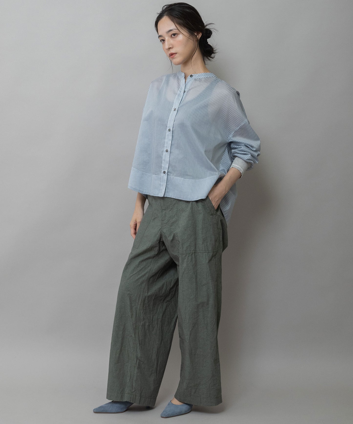 シアーボイル×ニットリブカフスシャツ