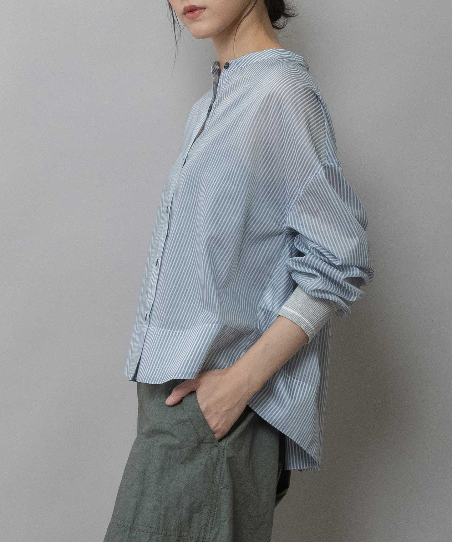 シアーボイル×ニットリブカフスシャツ