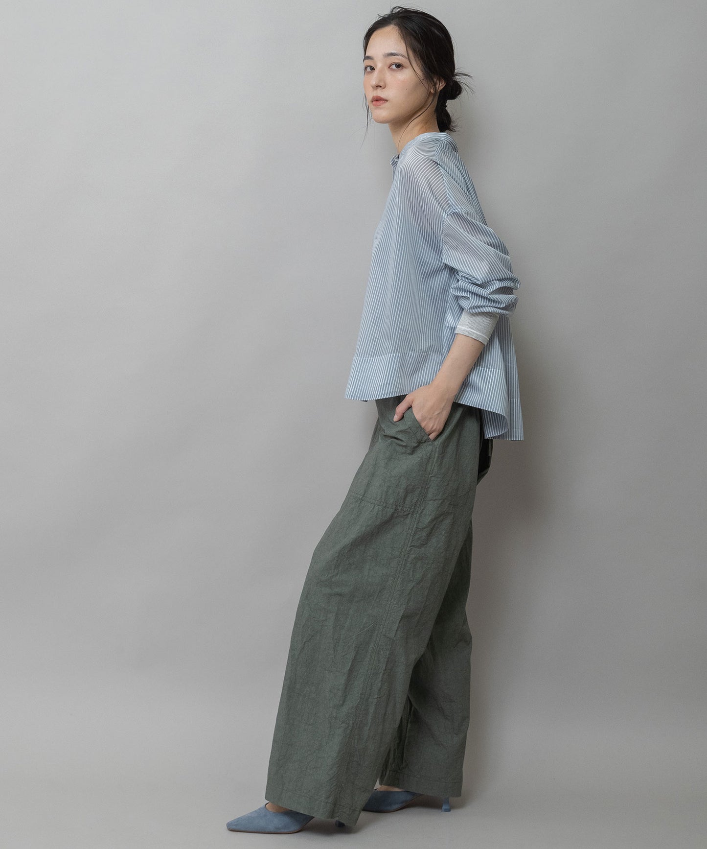 コットンリネンタイプライターベイカーパンツ