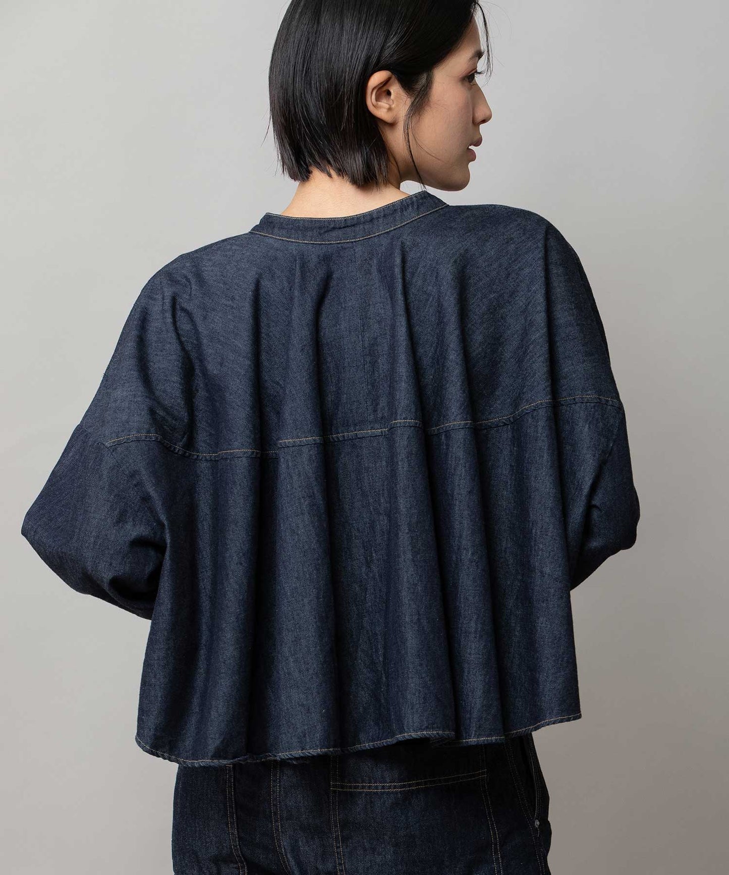 6ozスラブデニム２wayクロップドシャツ