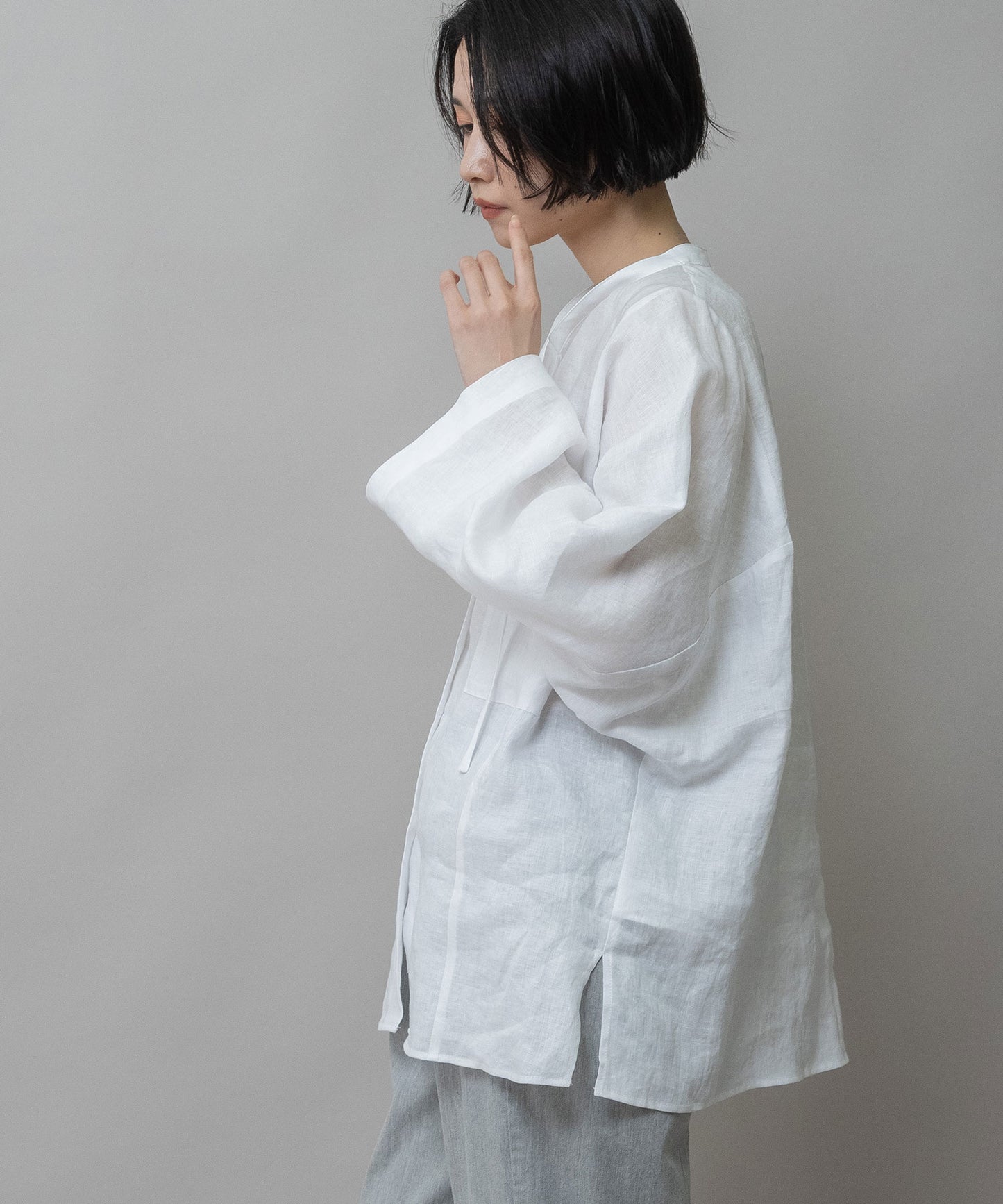 60sフレンチリネンキャンバスルーズシャツ