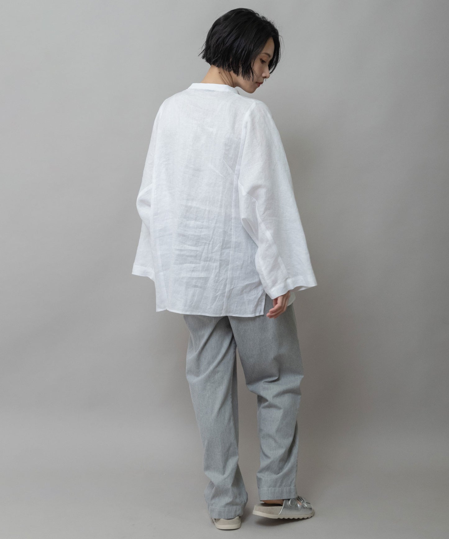 60sフレンチリネンキャンバスルーズシャツ