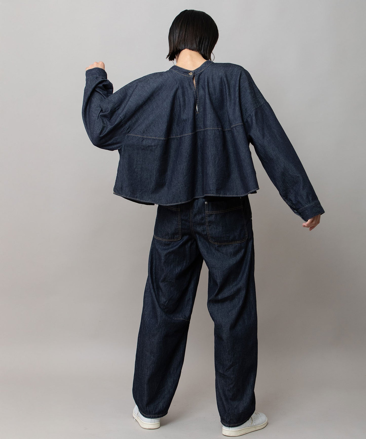 6ozスラブデニム２wayクロップドシャツ