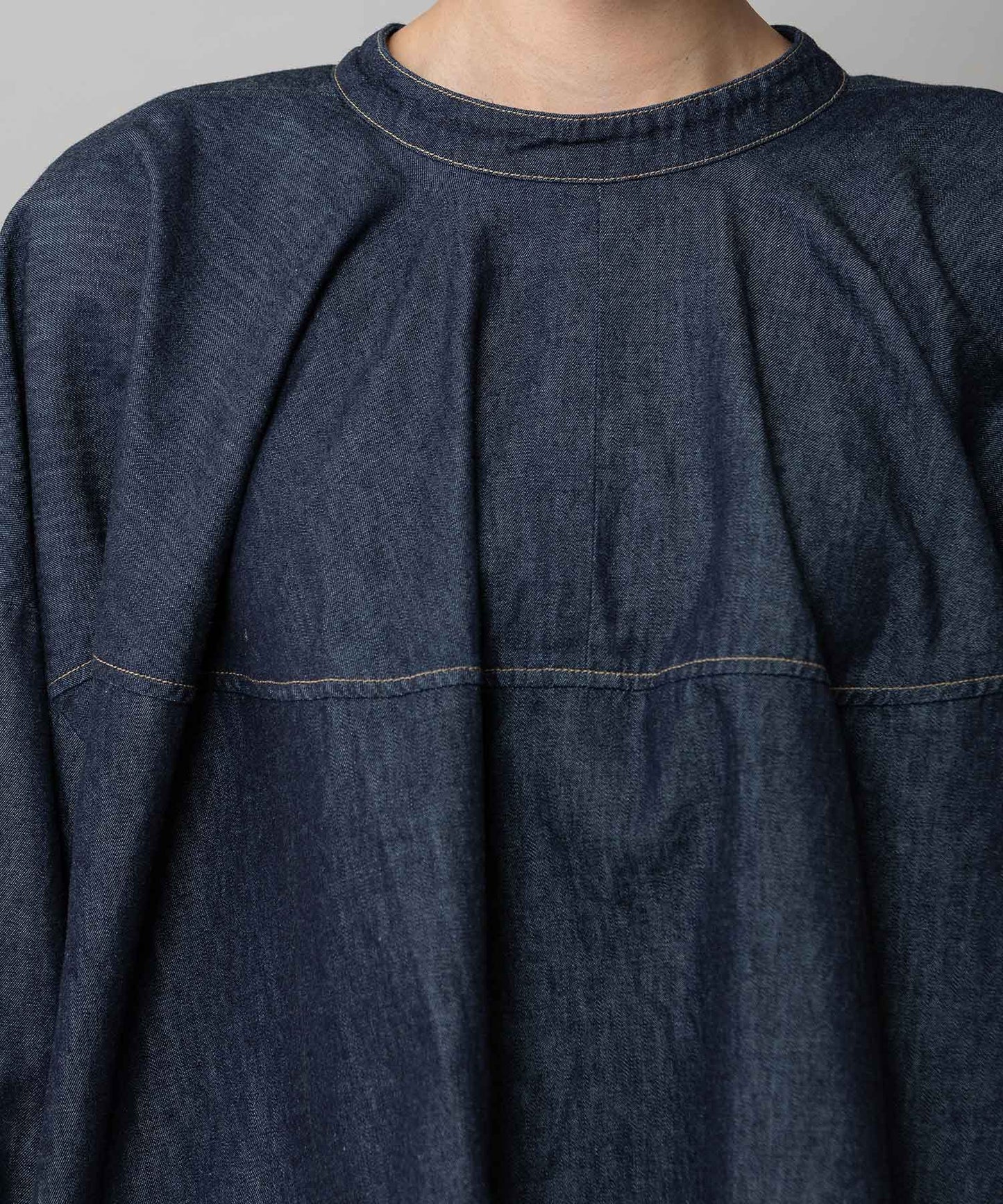 6ozスラブデニム２wayクロップドシャツ