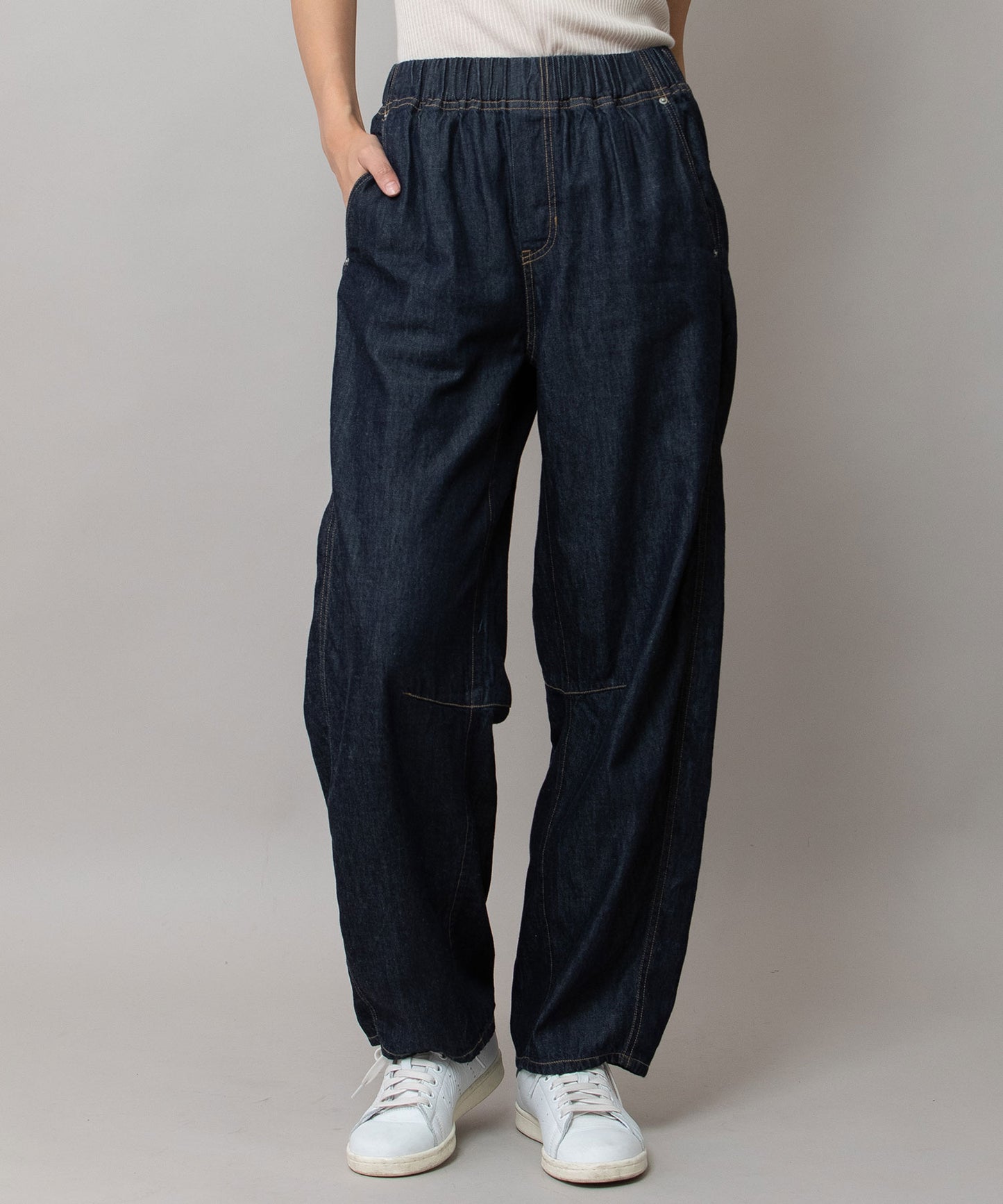コットンリヨセルデニムバレルイージーパンツ