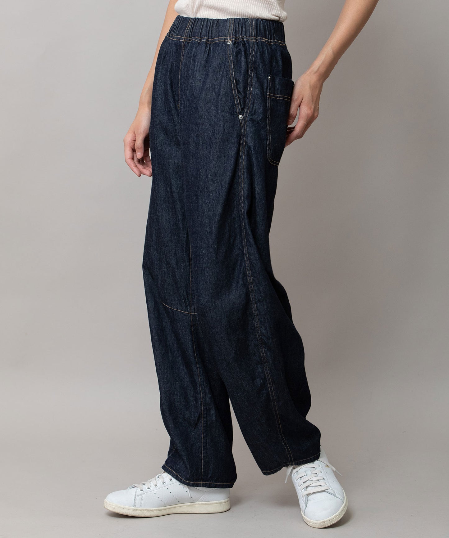 コットンリヨセルデニムバレルイージーパンツ