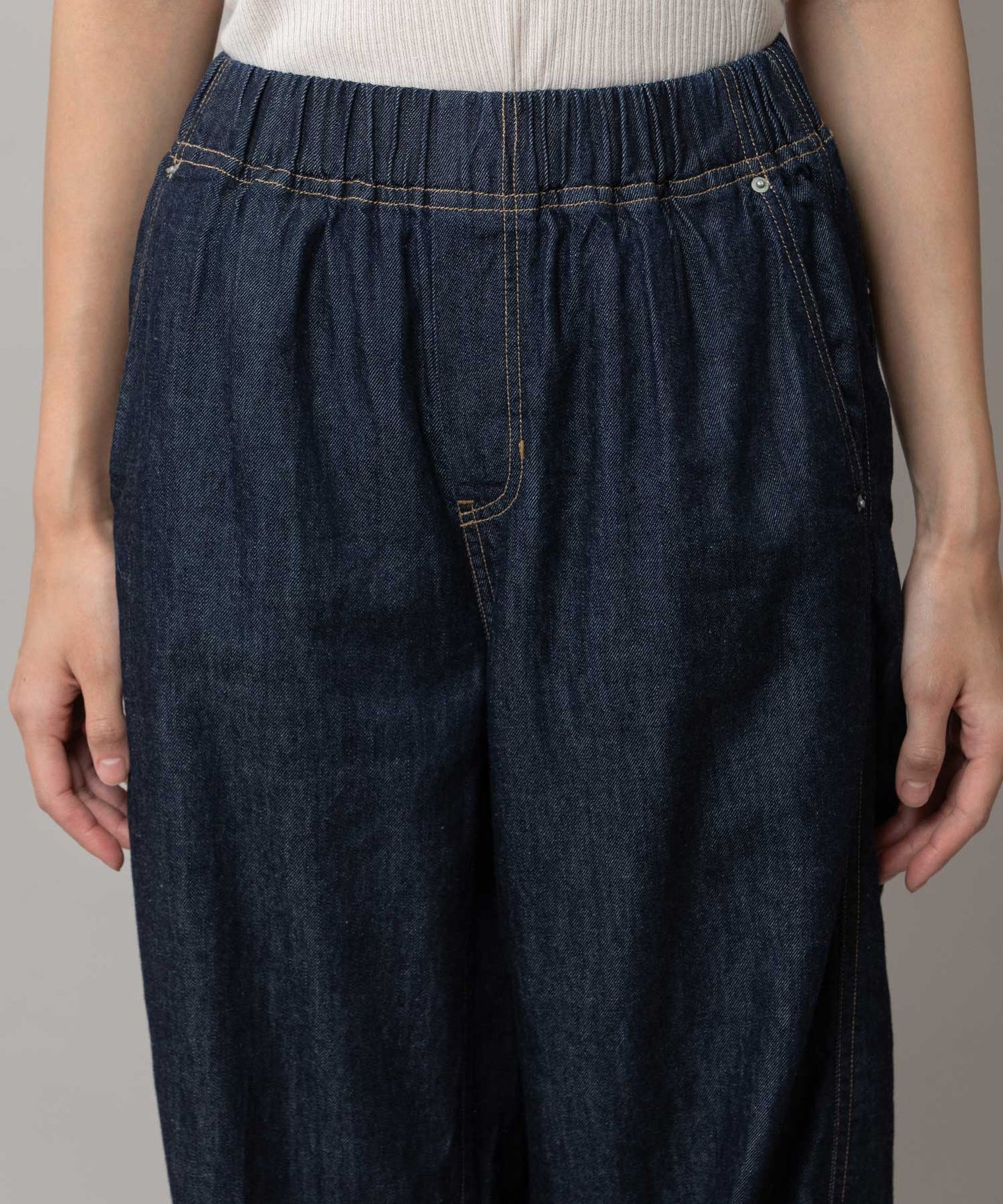 コットンリヨセルデニムバレルイージーパンツ