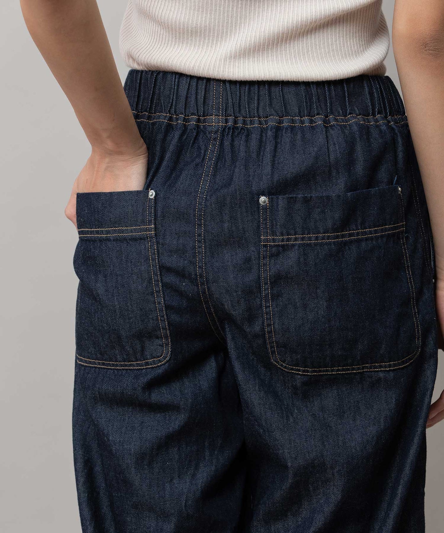 コットンリヨセルデニムバレルイージーパンツ