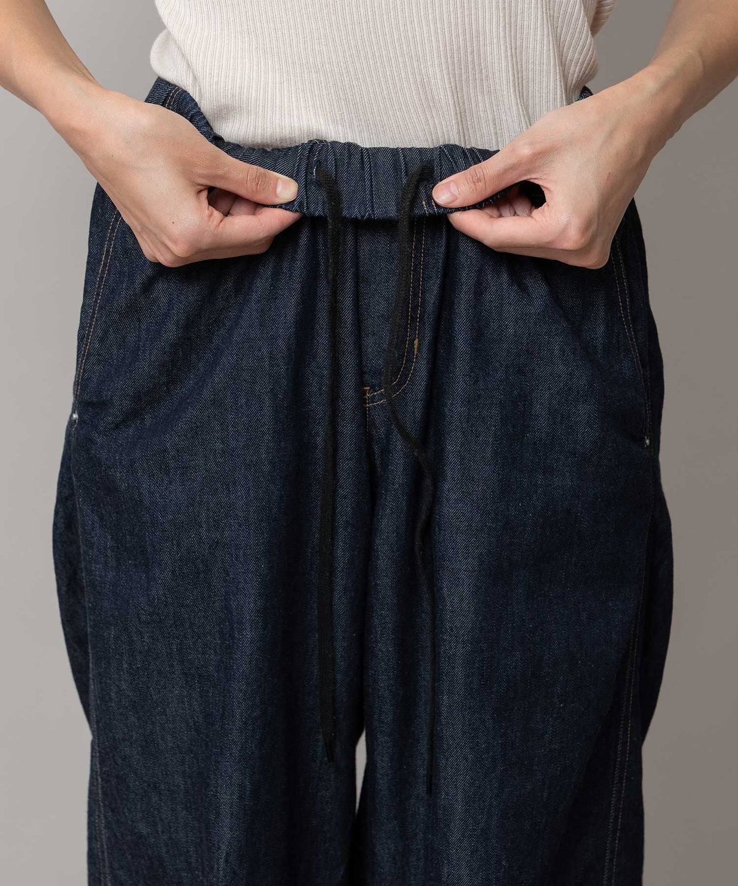 コットンリヨセルデニムバレルイージーパンツ