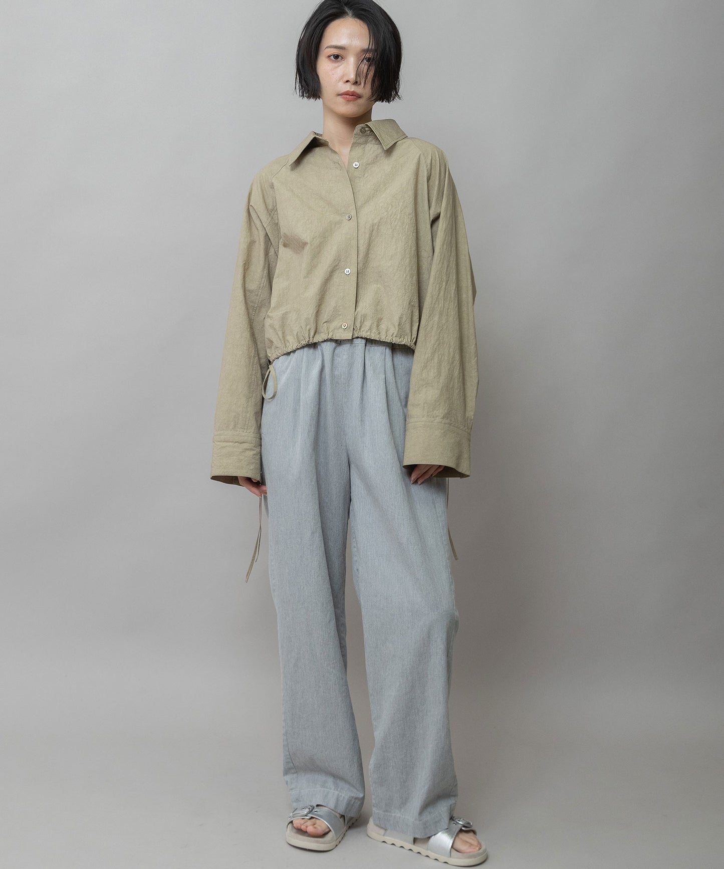 コットンリネンタイプライタークロップドシャツ