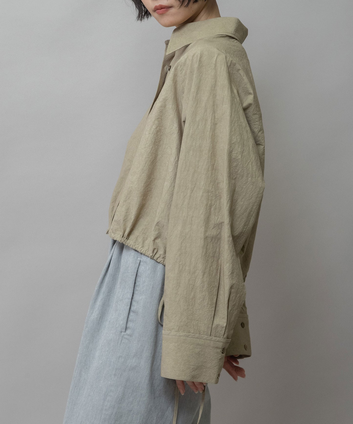 コットンリネンタイプライタークロップドシャツ