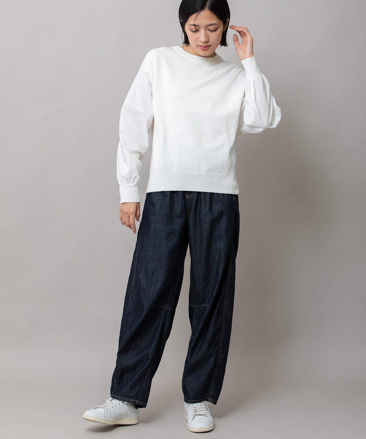 コットンリヨセルデニムバレルイージーパンツ