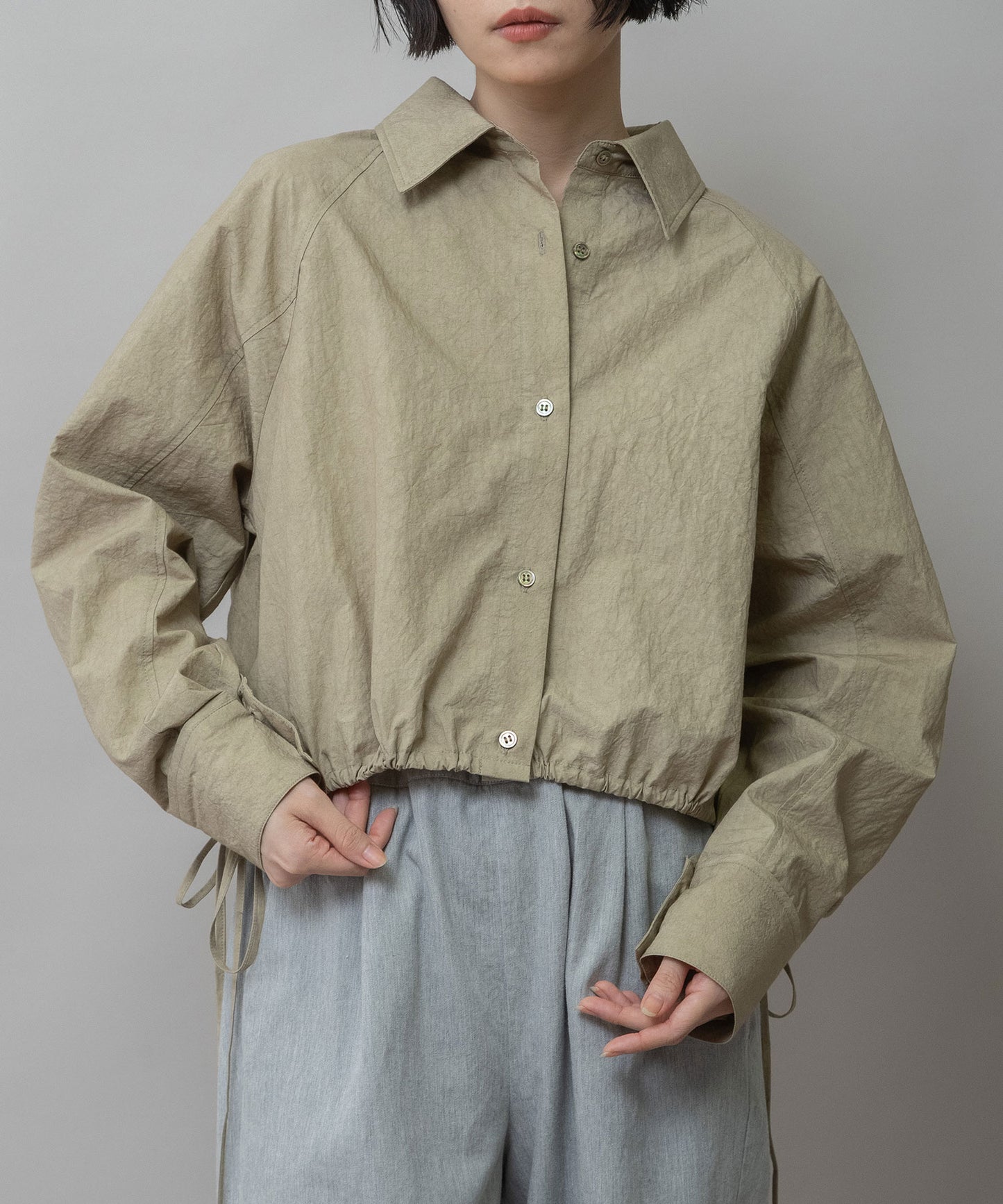 コットンリネンタイプライタークロップドシャツ
