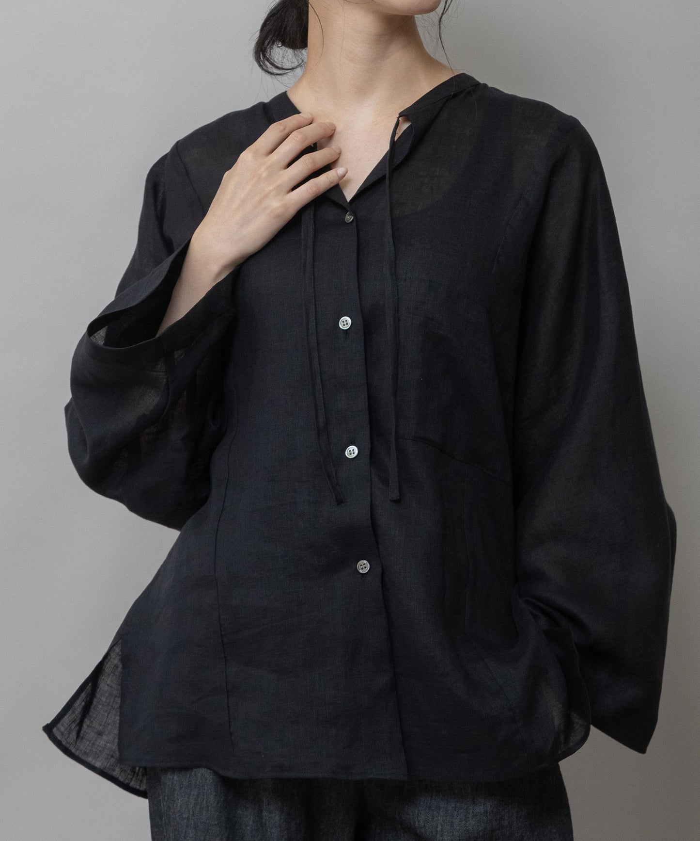 60sフレンチリネンキャンバスルーズシャツ