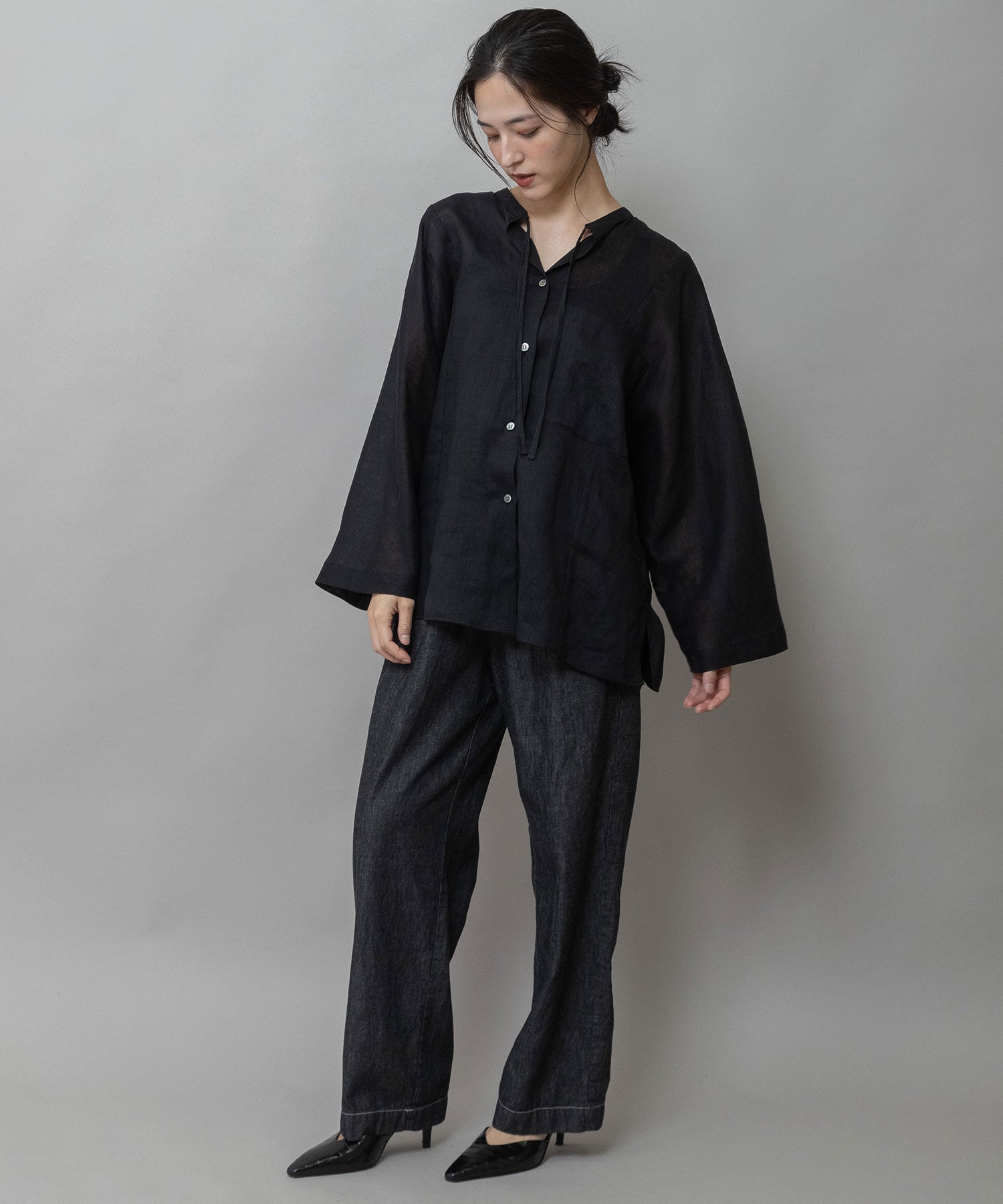 60sフレンチリネンキャンバスルーズシャツ – Munich web shop