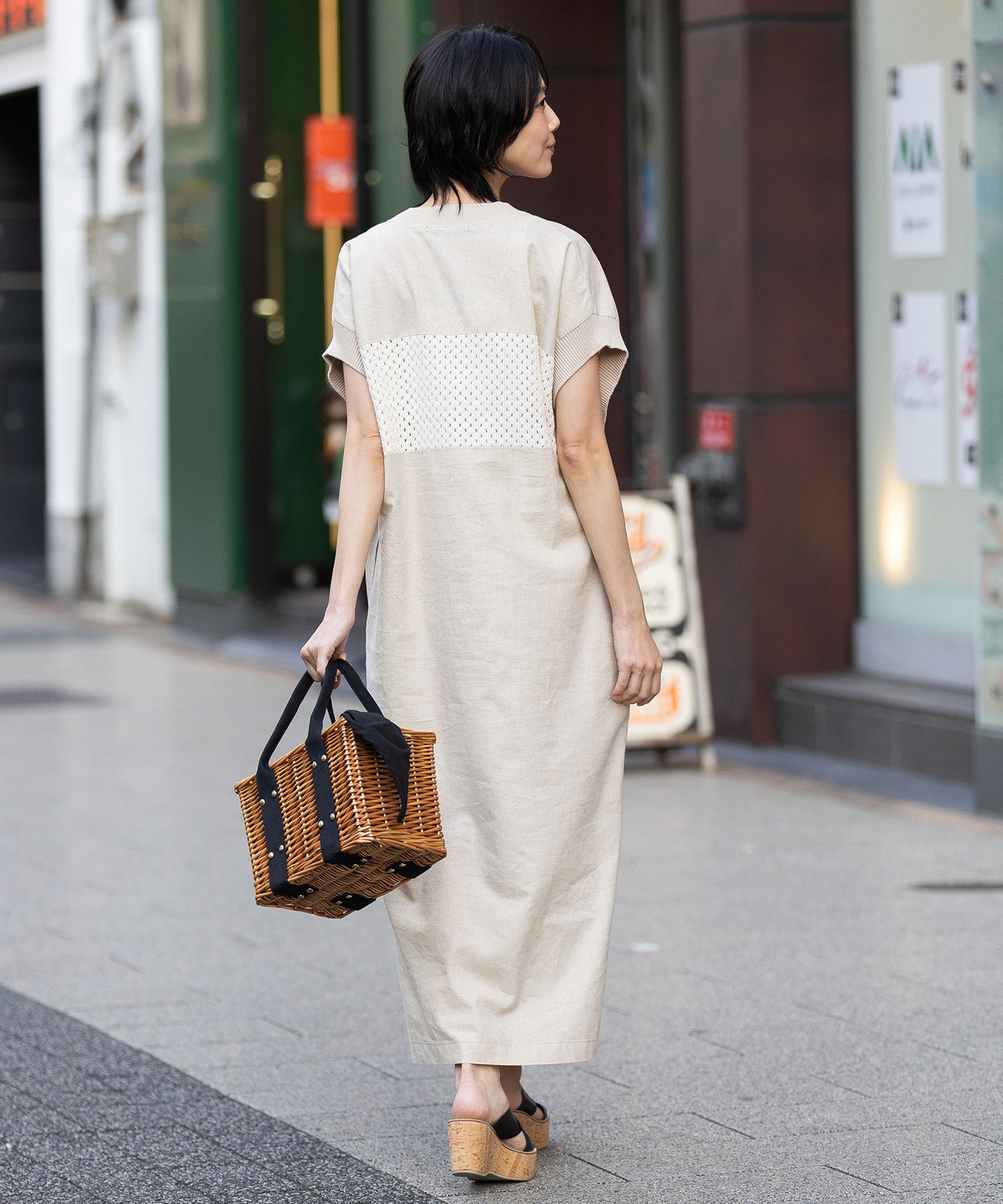 コットンリネンポプリン×ラッセルワンピース