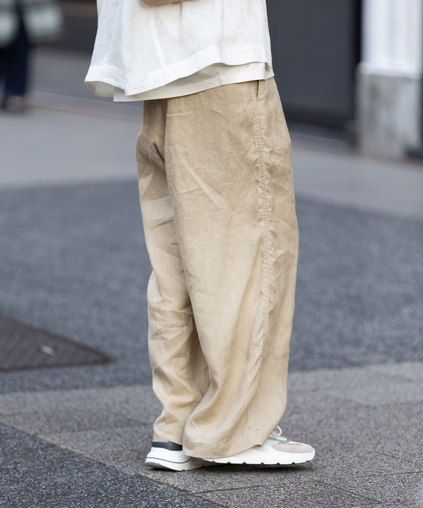 40sフレンチリネンキャンバスルーズワイドパンツ
