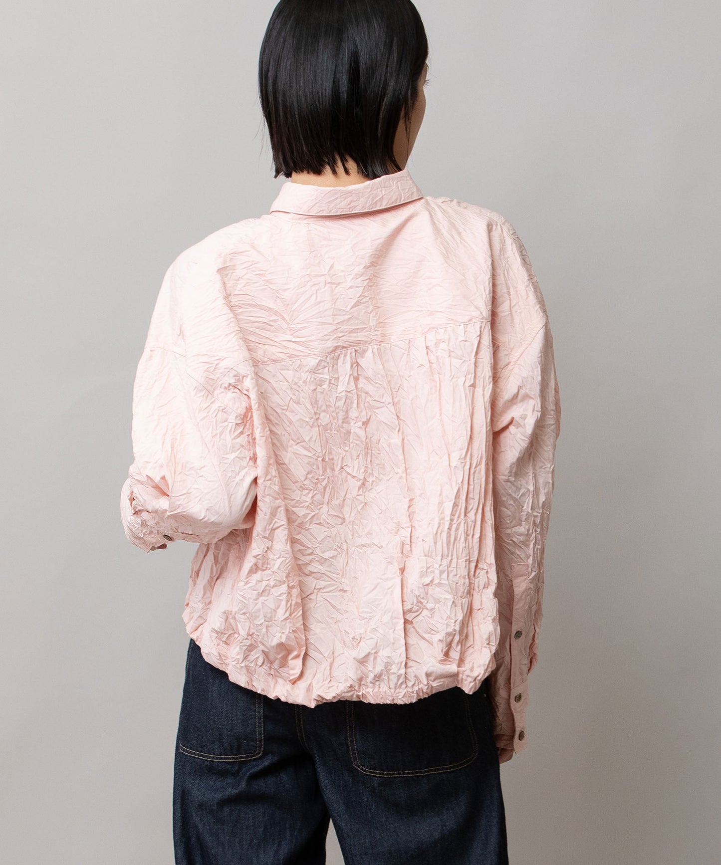 ワッシャーブロード＆ストライプバルーンシャツ