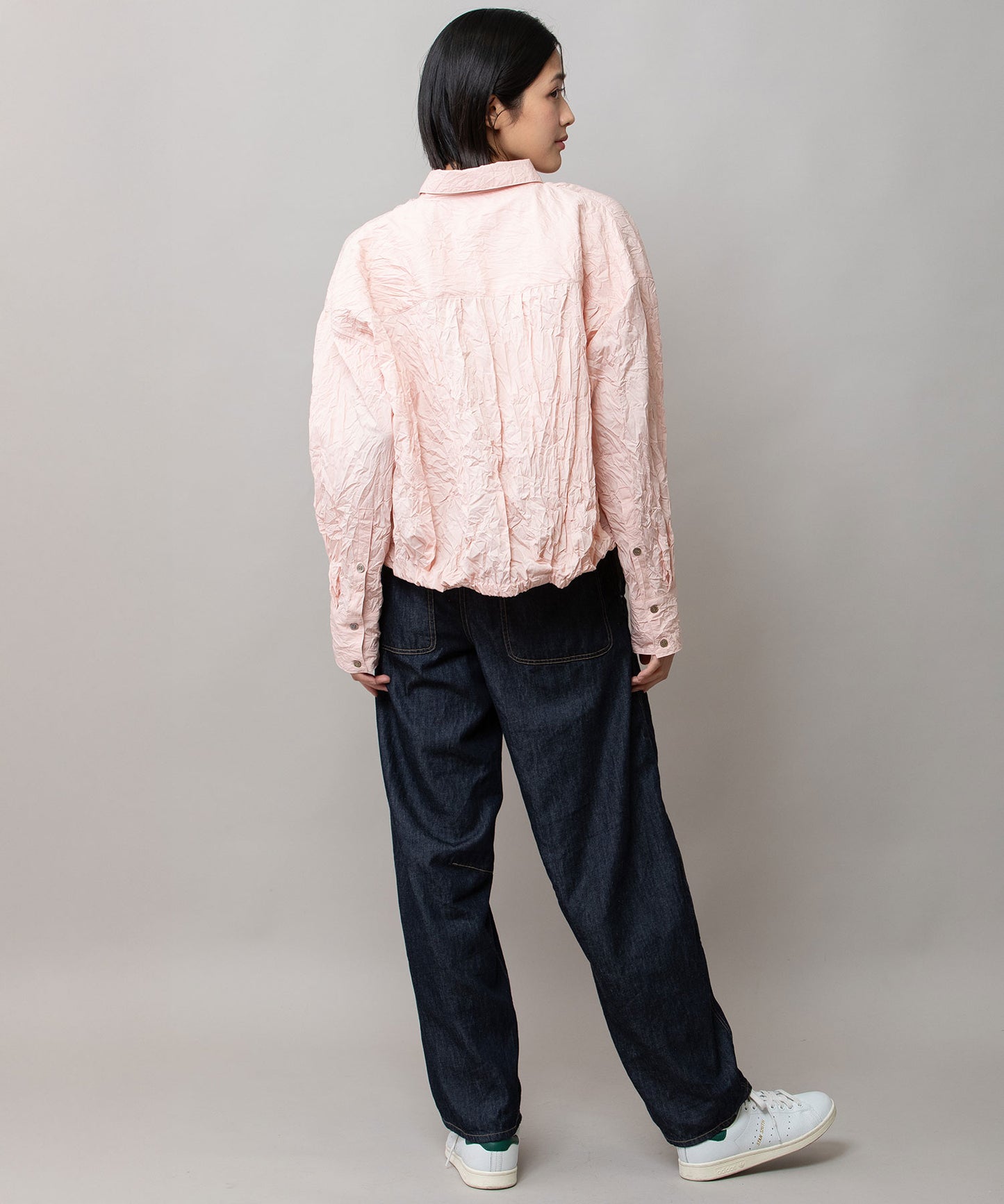 ワッシャーブロード＆ストライプバルーンシャツ